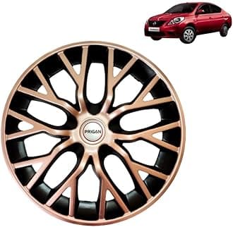 PRIGAN Sunny (XVD, XV Only) Copper Black Wheel Cover 15 Inch for Sunny (Set of 4 Pcs) (Press Fitting) Model- Phantom_Copper_15