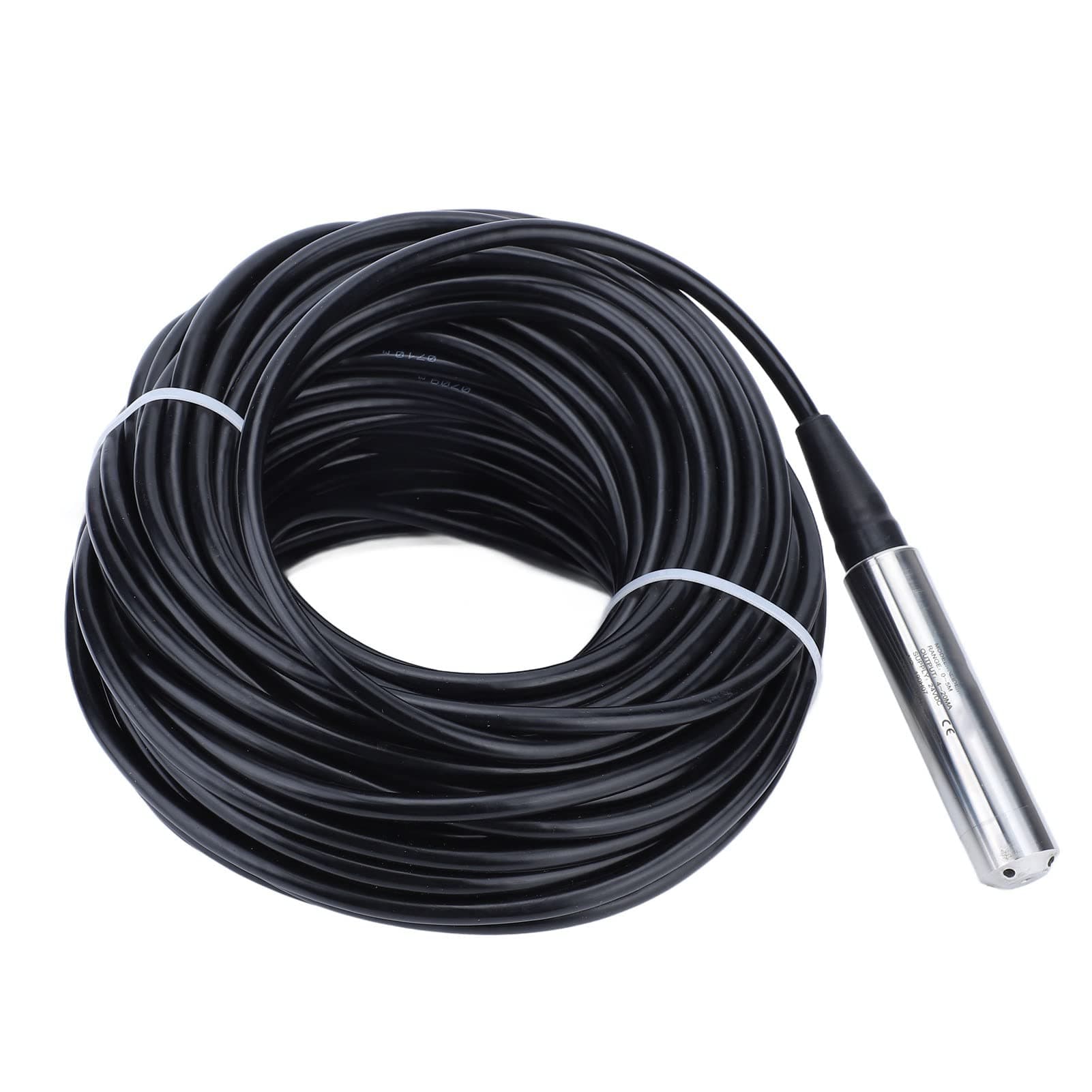 Water Level Sensor, 4-20mA Liquid Level Sensor with Waterproof 33m Cable and 0-5m Measuring Range, Heavy Duty Stainless Steel Liquid Level Transmitter Submersible Level Sensor for Water Tank