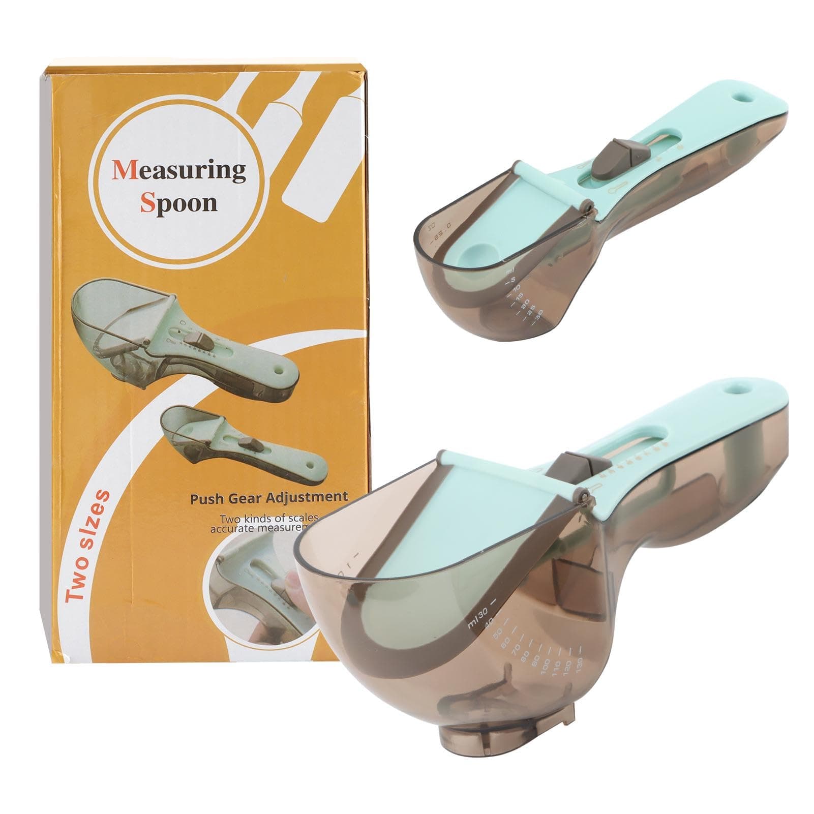 TLPCRKI2pcs Adjustable Measuring Spoon, Measuring Cup and Spoons Set, Adjustable Scale Measuring Scoop, Precise Portable for Cooking Food/Coffee/Flour, S & L