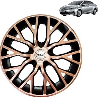 PRIGAN Wheel Cover for Corolla Altis Copper Black Wheel Cover 16" for Corolla Altis (Set of 4 Pcs) (Press Fitting) Model Name- Phantom Copper Black 16