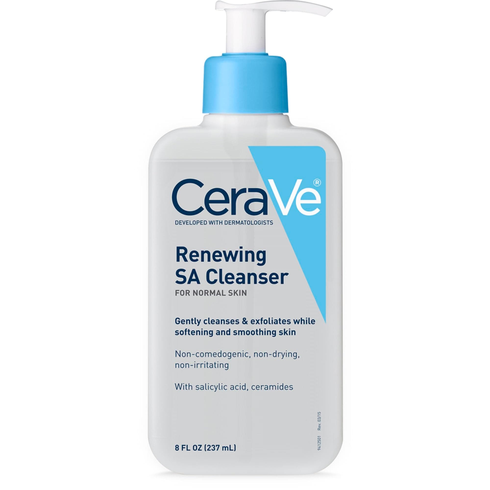 CeraVe SA Smoothing Cleanser For Dry, Rough & Bumpy Skin, contains Salicylic Acid, Ceramides & Hyaluronic acid|Dermatologist Recommended Face wash (236ml)