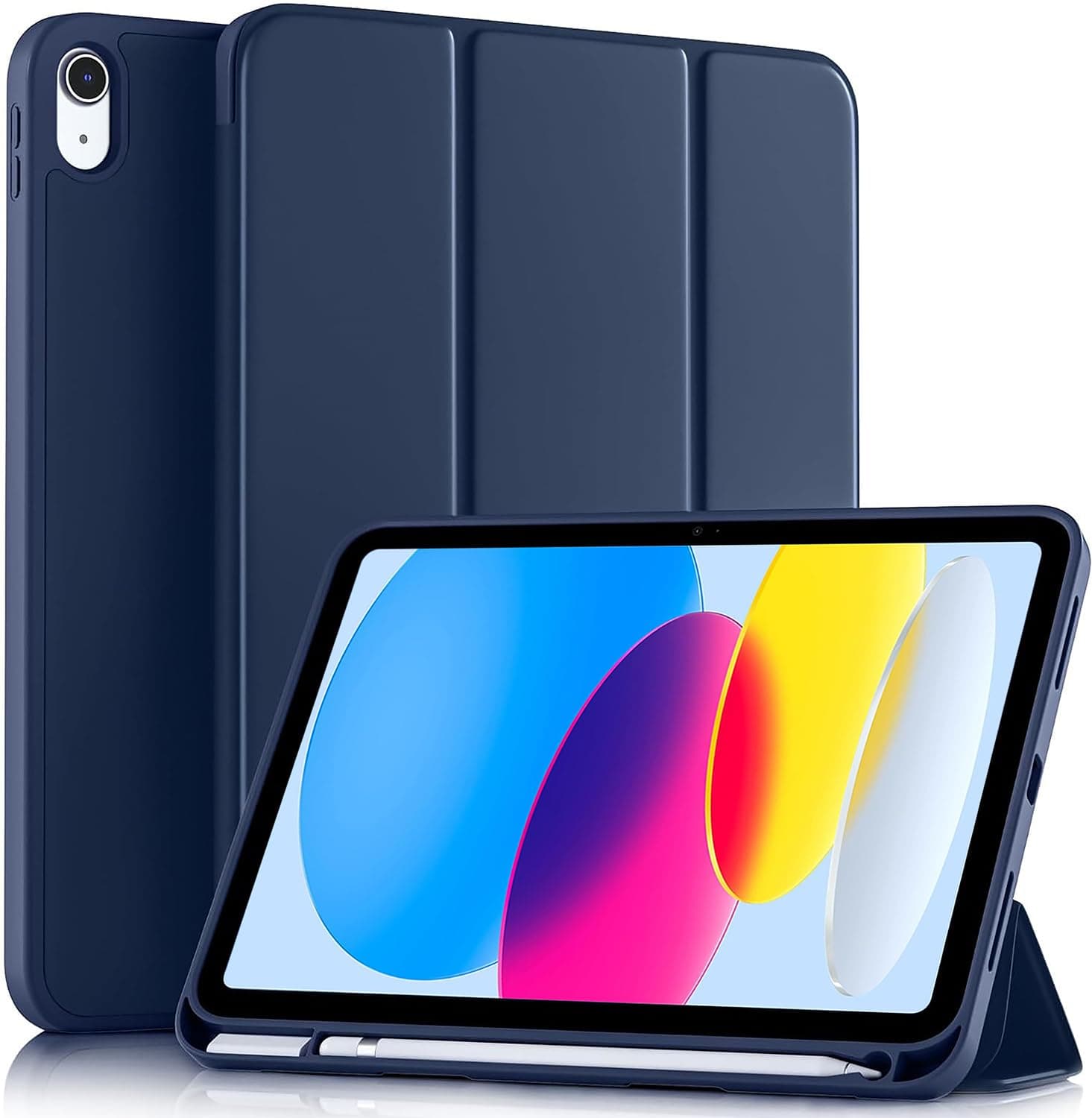 ProElite Smart Case for iPad (A16) 11th/10th Generation (2025/2022) [Auto Sleep/Wake Cover] [Pencil Holder] [Soft Flexible Case] Recoil Series for Apple iPad 10th/11th Gen - Dark Blue