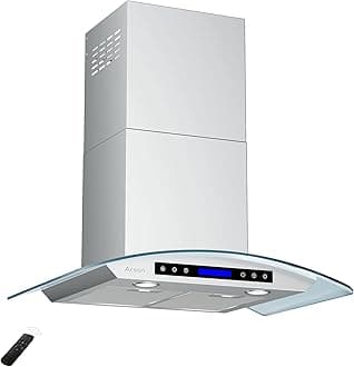 AROAN 30 inch Wall Mount Glass Range Hood, Stainless Steel Kitchen Chimney Vent Hood with 780 CFM & Four-Speed Touch Panel, 2pcs Adjustable LED, Tempered Glass Visor (PA03-30)