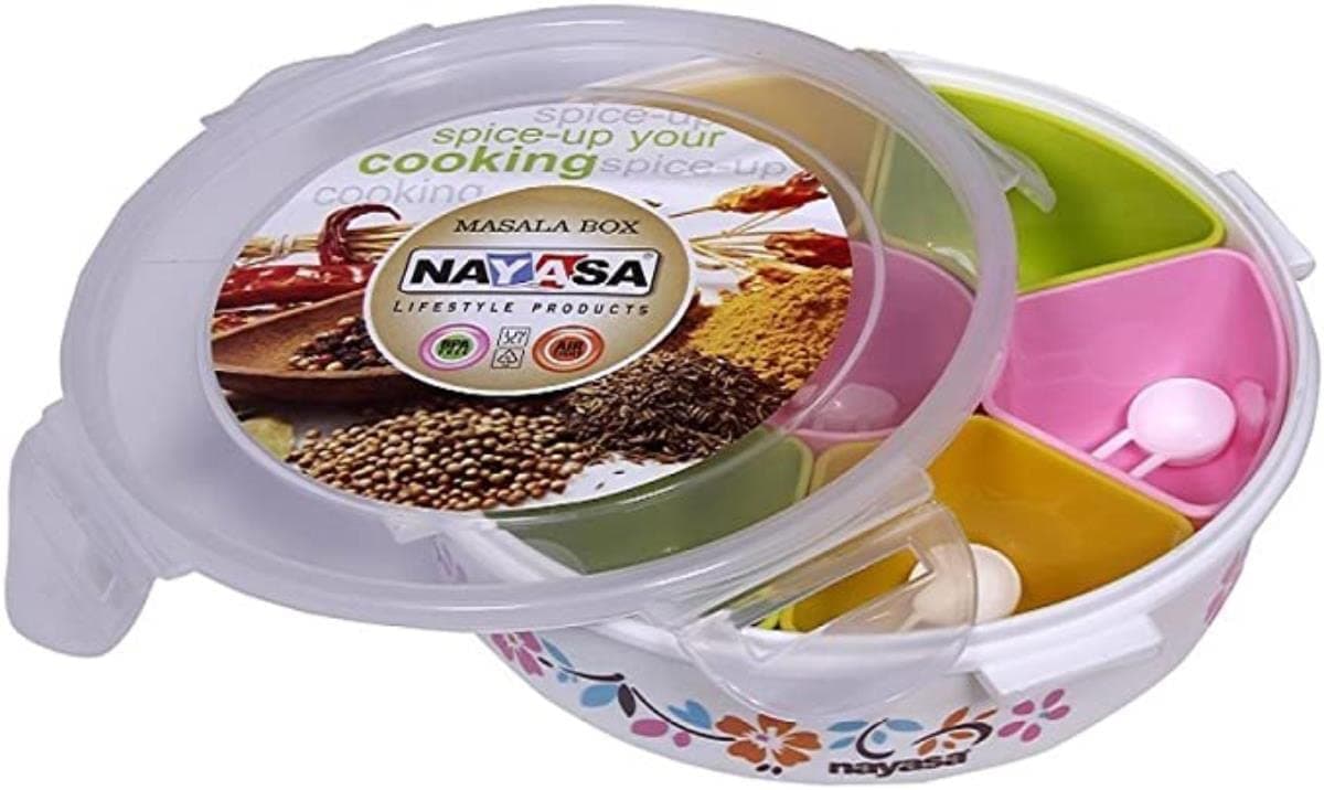 Arrison 4 inches Plastic Nayasa Airtight Spice Box (Assorted)