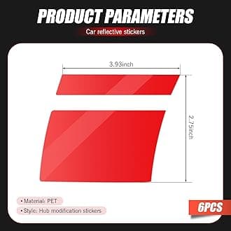 6 PCS Car Tire Rim Reflective Stickers, 2.75" x 3.93" Personalized Sports Line Decoration for 18 "-21" Tires, Safety Warning Waterproof Self-Adhesive Decals, Universal for Cars (Red)