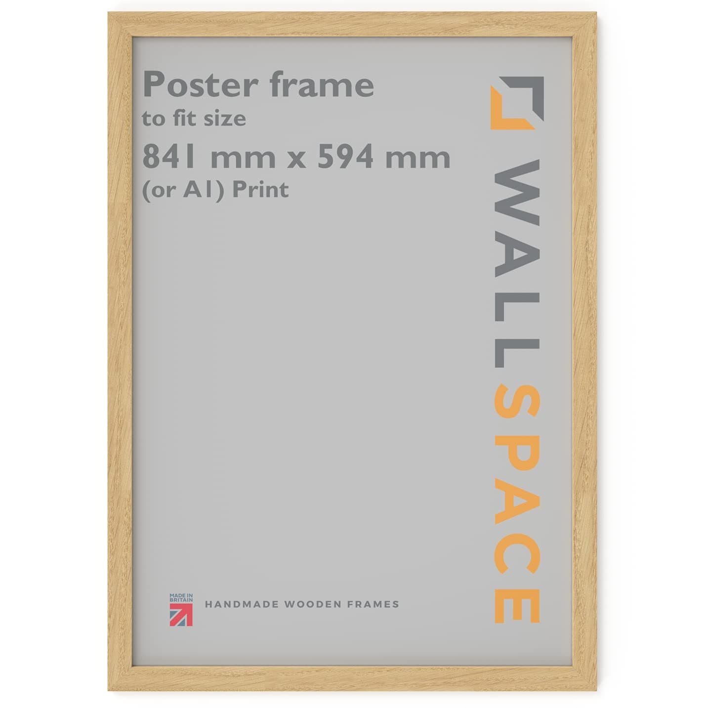 Wall Space A1 Frame in Oak | 59.4 x 84.1 cm Wooden Picture Frame for Posters - 594 x 841mm Made From Solid Oak
