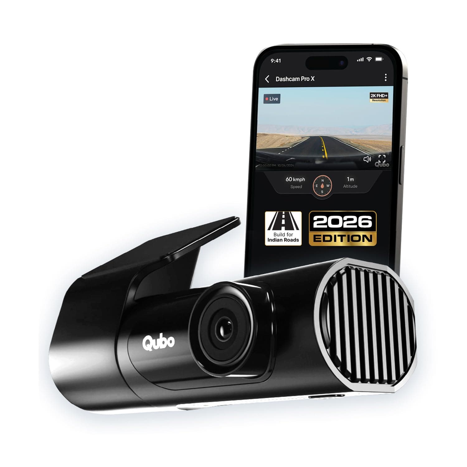 Qubo Car Dash Camera Pro X from Hero Group | Full HD 1080p | Made in India | Super Capacitor| Wide Angle | Emergency Recording | SD Card Upto 1TB Supported | Easy DIY Set Up | (Space Grey)(2023 Model)