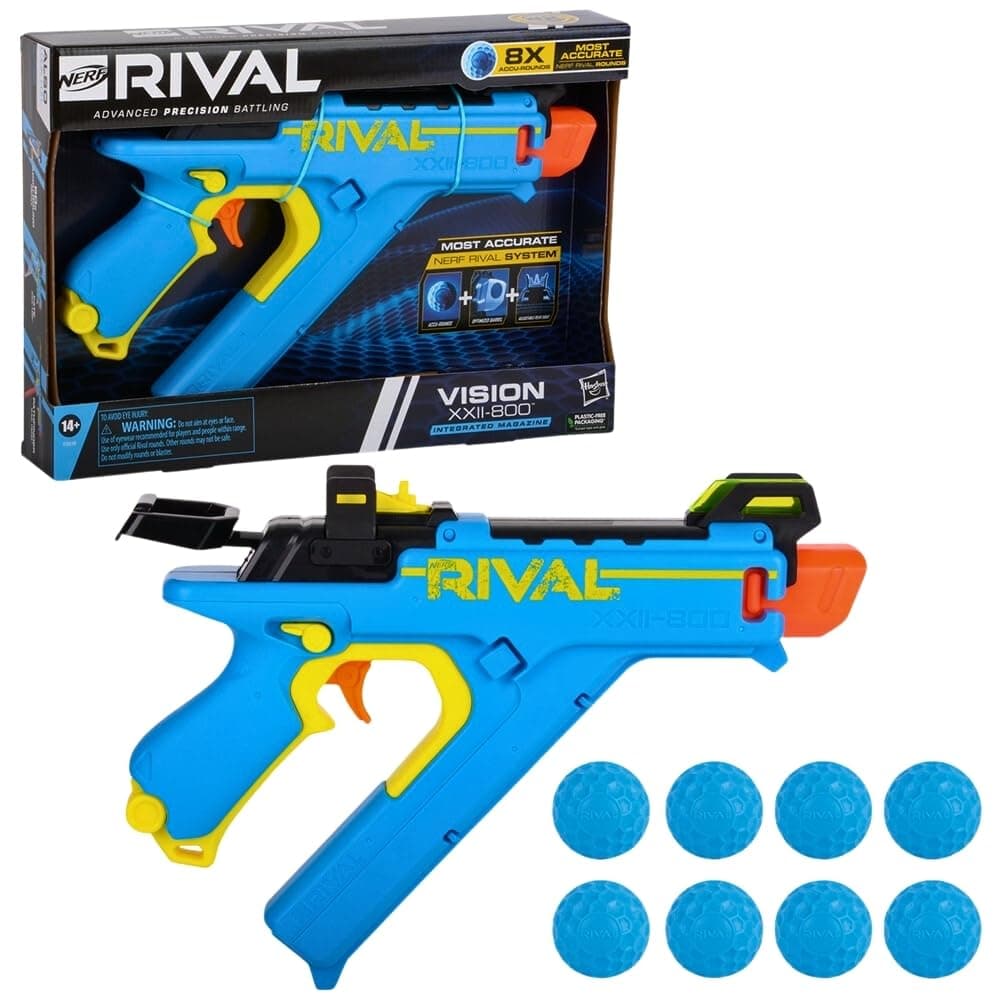 Rival Vision XXII-800 Blaster, Most Accurate Rival System, Adjustable Sight, Integrated Magazine, 8 Rival Accu-Rounds