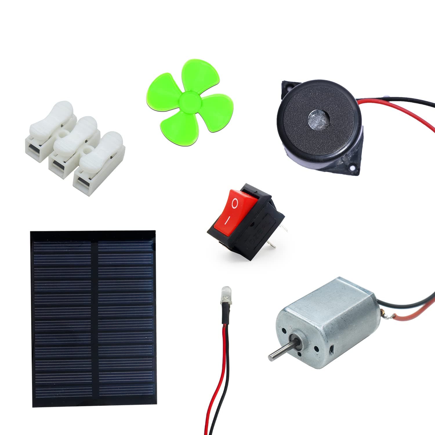 Electronic Spices Diy Mini School Solar Projects Kit Motor Battery Buzzer Kit For Hobbyists And School& College Students With User Manual and Video Tutorial