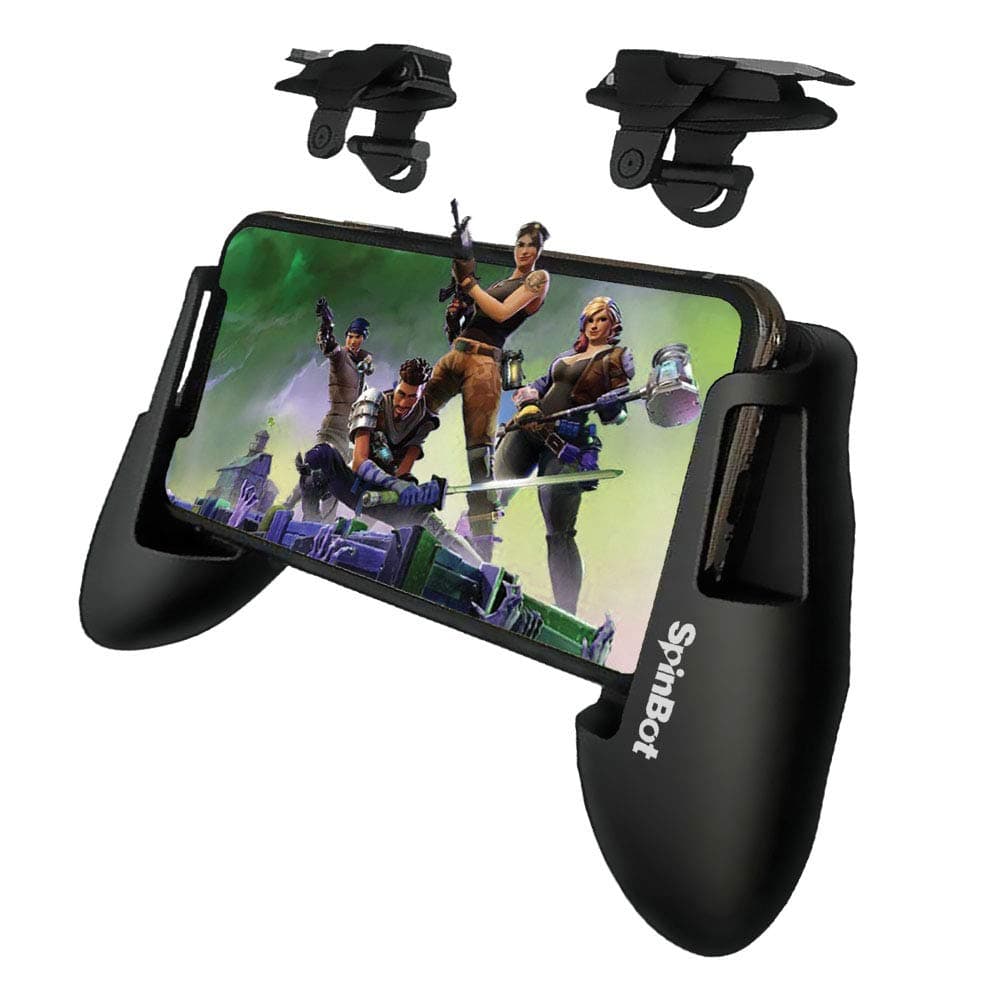 SpinBot Battle Mods X2 Gaming Grip Handle with Conductive Triggers Combo for PUBG Mobile/COD Mobile/Free Fire etc. Support Most Android and iOS Phones-(Jet Black)