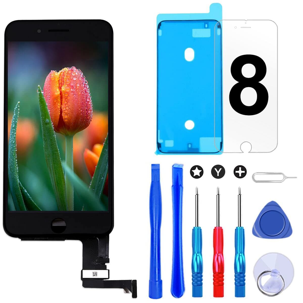 Screen Replacement for iPhone 8/SE 2020 4.7 inch LCD Digitizer Touch Screen LCD Replacement Screen Frame Assembly Full Set with Tools and Screen Protector (Black)