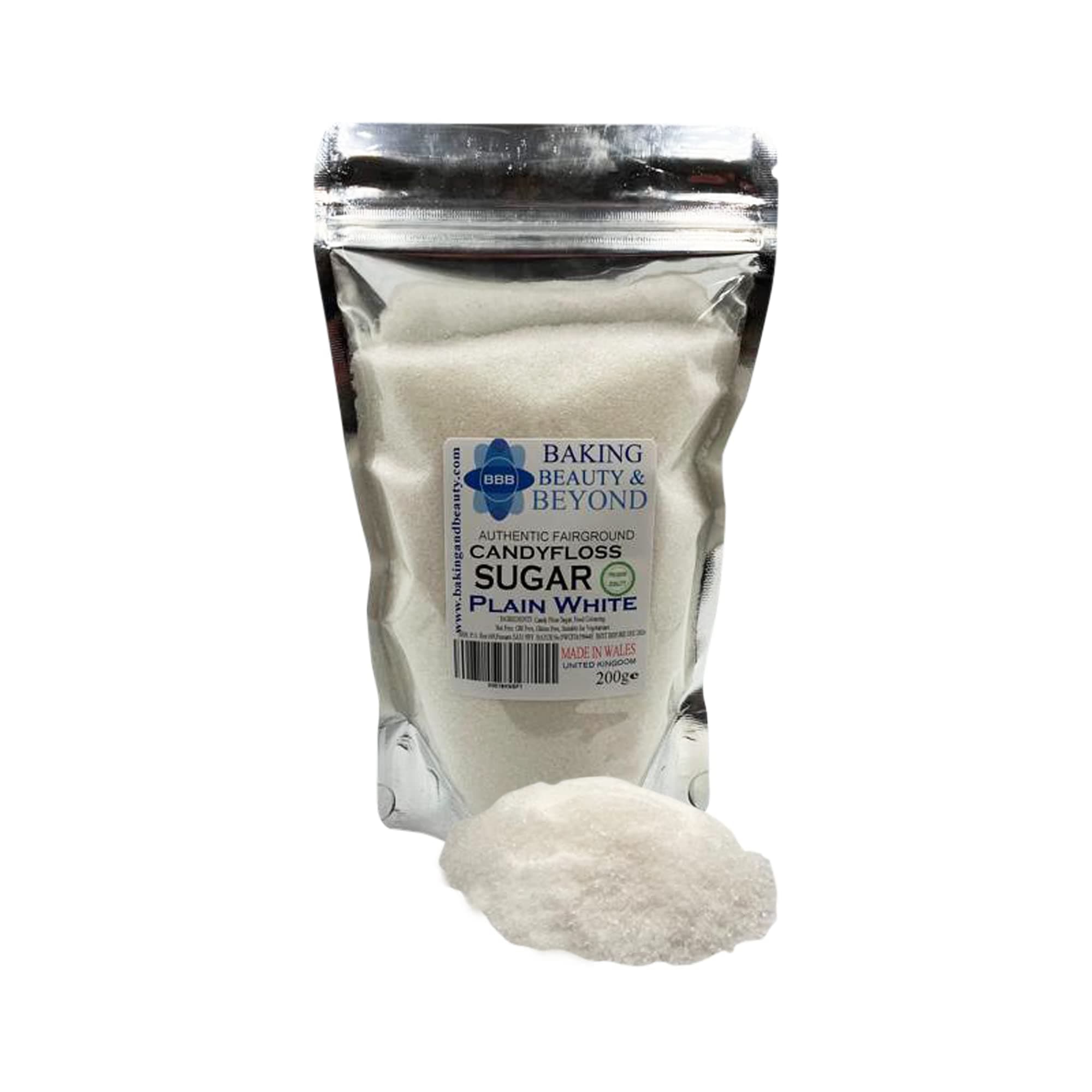 – Baking Beauty and Beyond Premium Candy Floss Sugar 200g - Plain White Flavour