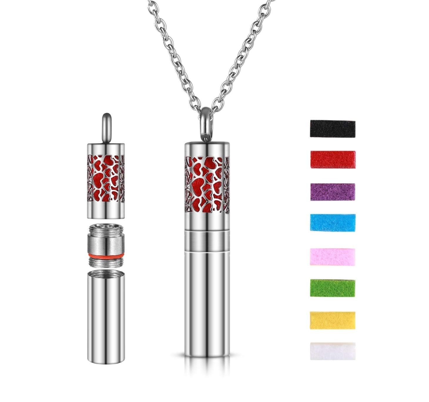 Essential Oil Diffuser Pendant Necklace Hollowed out Pattern Perfume Bottle Pendant Jewelry Scent locket (Love)