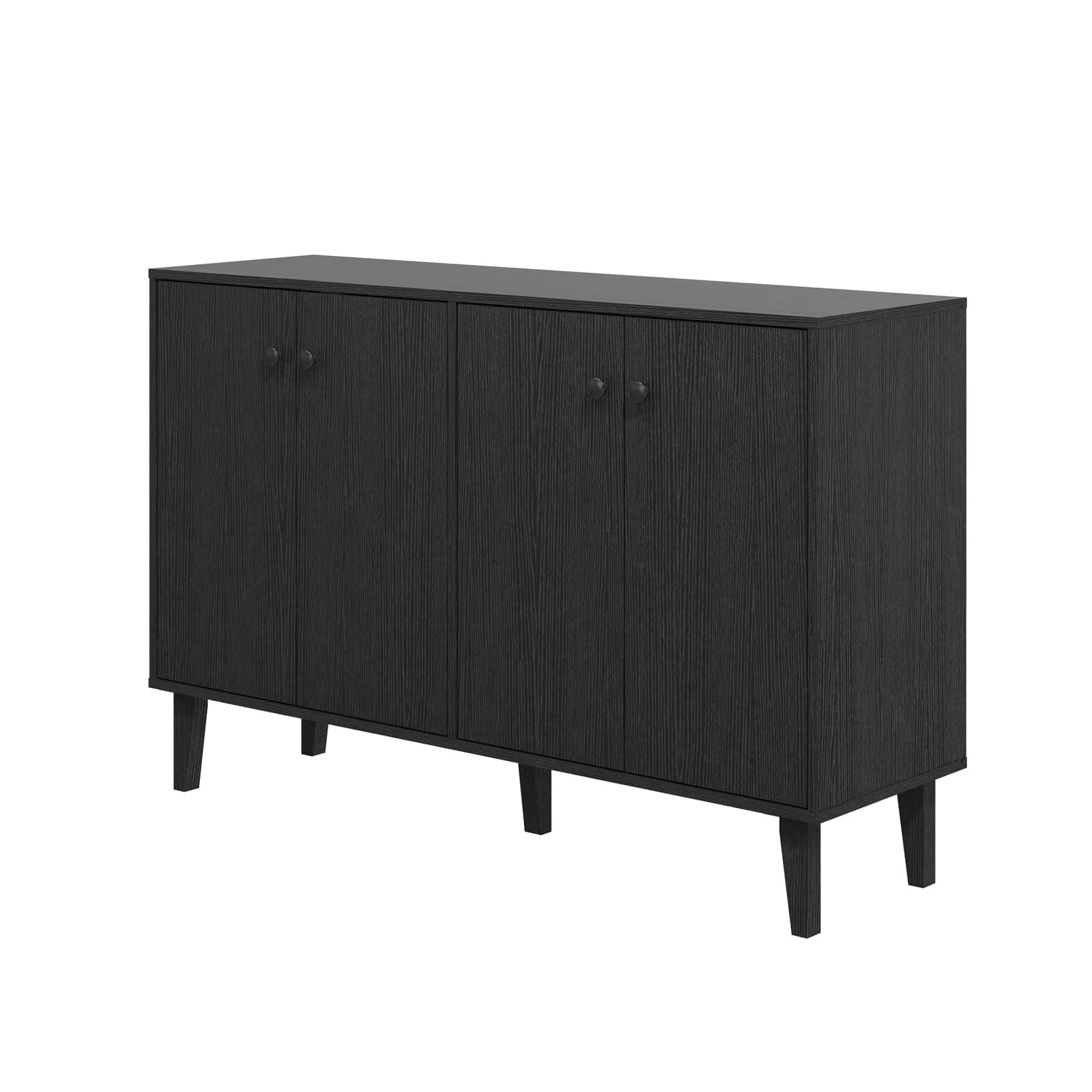 Panana Sideboard Buffet Cabinet Kitchen Storage Cabinet 4 Doors Console Table for Living Room (Black) (SDBD05BKWH)