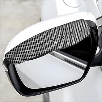 Blilo 2Pcs Car Rear View/Side Mirror Rain Visor Guard, Carbon Fiber Appearance, Waterproof Smoke Guard Auto Eyebrow Cover, Exterior Accessories for Most SUV, Vehicle (Carbon Fibre/Black)