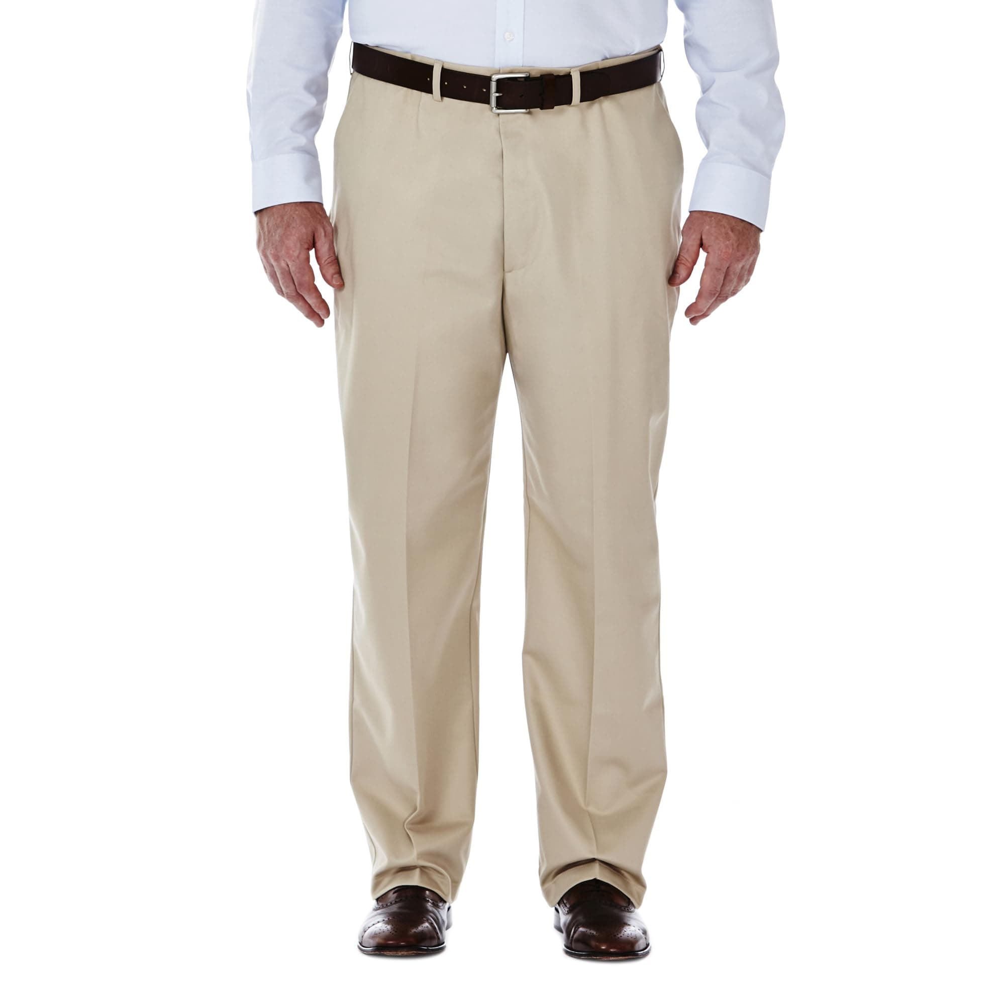 HaggarMen's Work to Weekend No Iron Flat Front Pant Reg. and Big & Tall Sizes, Brown, One Size