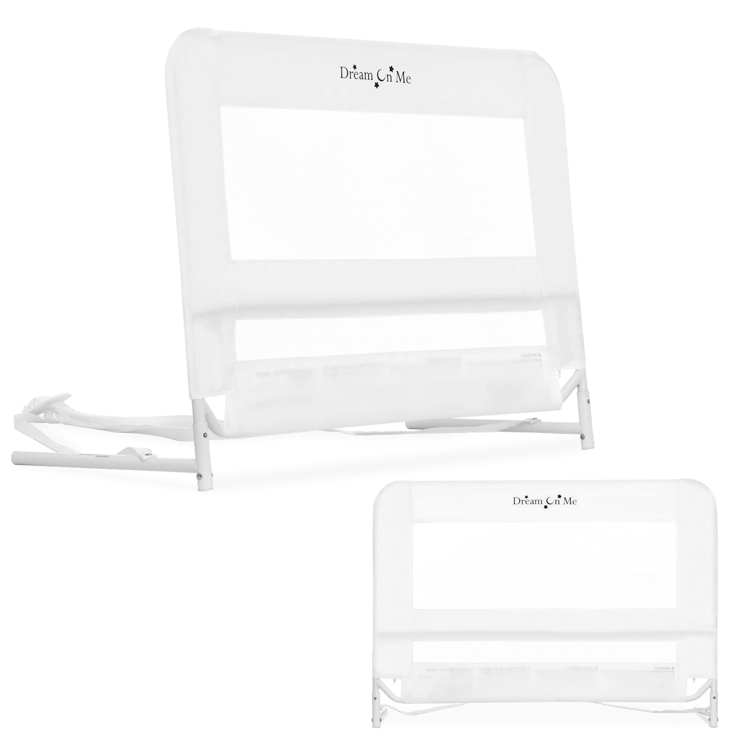 Dream On Me Lightweight Mesh Security Adjustable Bed Rail for Toddler, Breathable Mesh Fabric, Suitable for All Types Of Beds, Reinforced Anchor System Bed Guard Rail, White