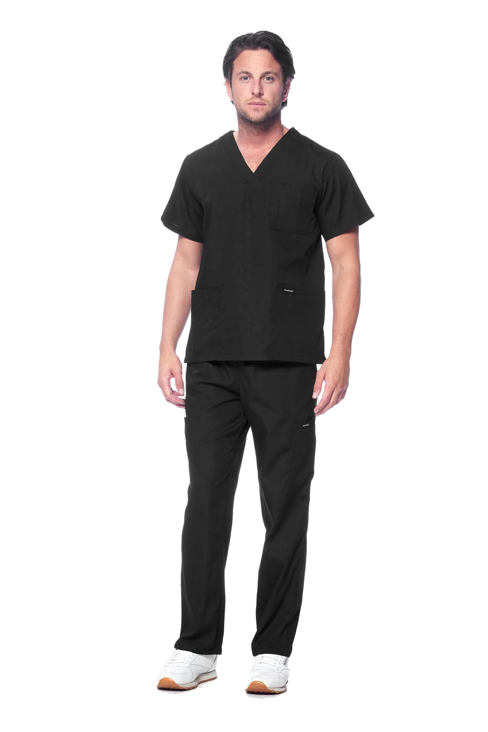 - Dagacci Scrubs for Men Set - V-Neck Scrub Top and Cargo Pants - 8 Pockets Men Scrubs Set