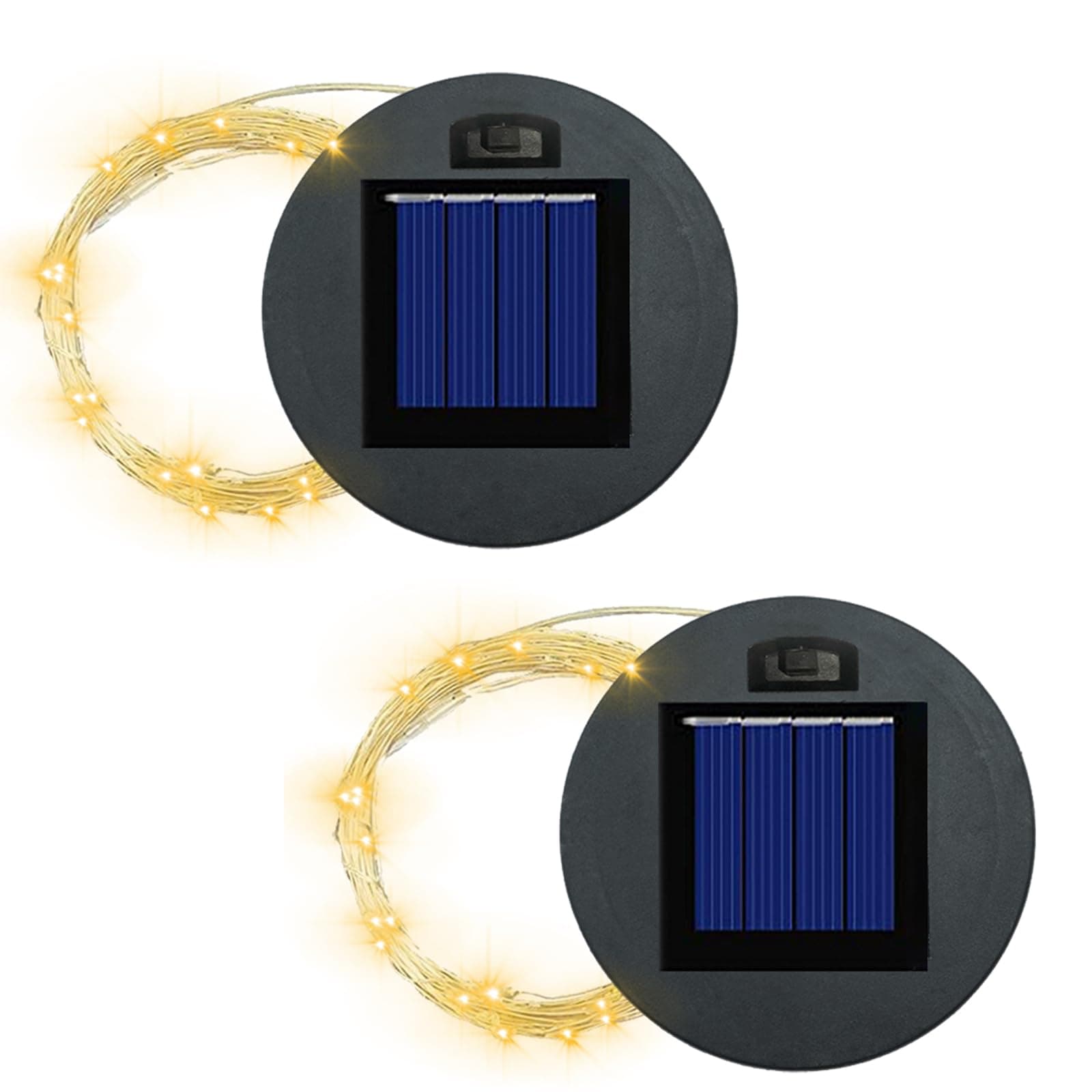 Solar Lantern Replacement Top Panel -2PCS Solar LED String Lights Panels Accessory for Garden Hanging Lanterns & Watering Can Lighting DIY Patio Table Decor Waterproof Accessories (Warm/Warm)