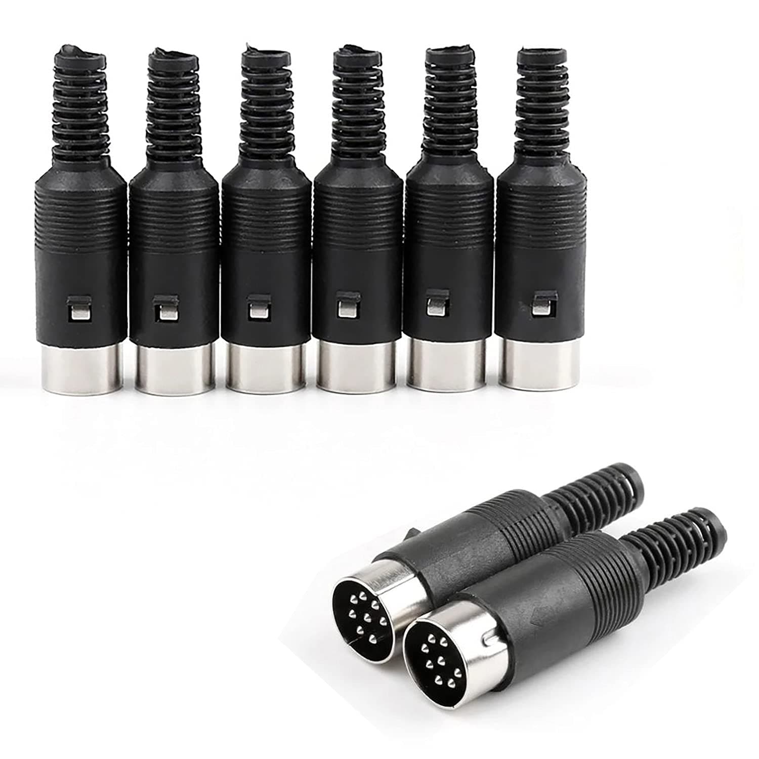 50 pcs 8 Pin DIN Plug Connector with Black Plastic Handle Male