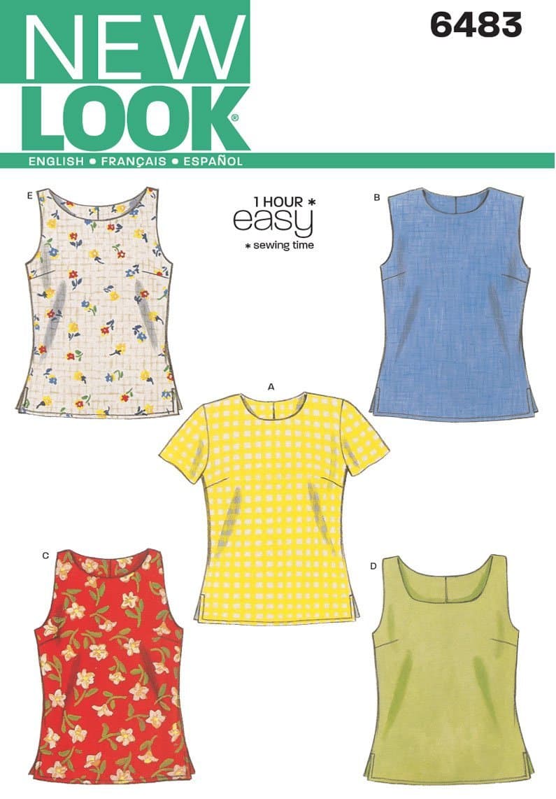 Look Sewing Pattern 6483 Misses Tops, Size A (6-8-10-12-14-16)