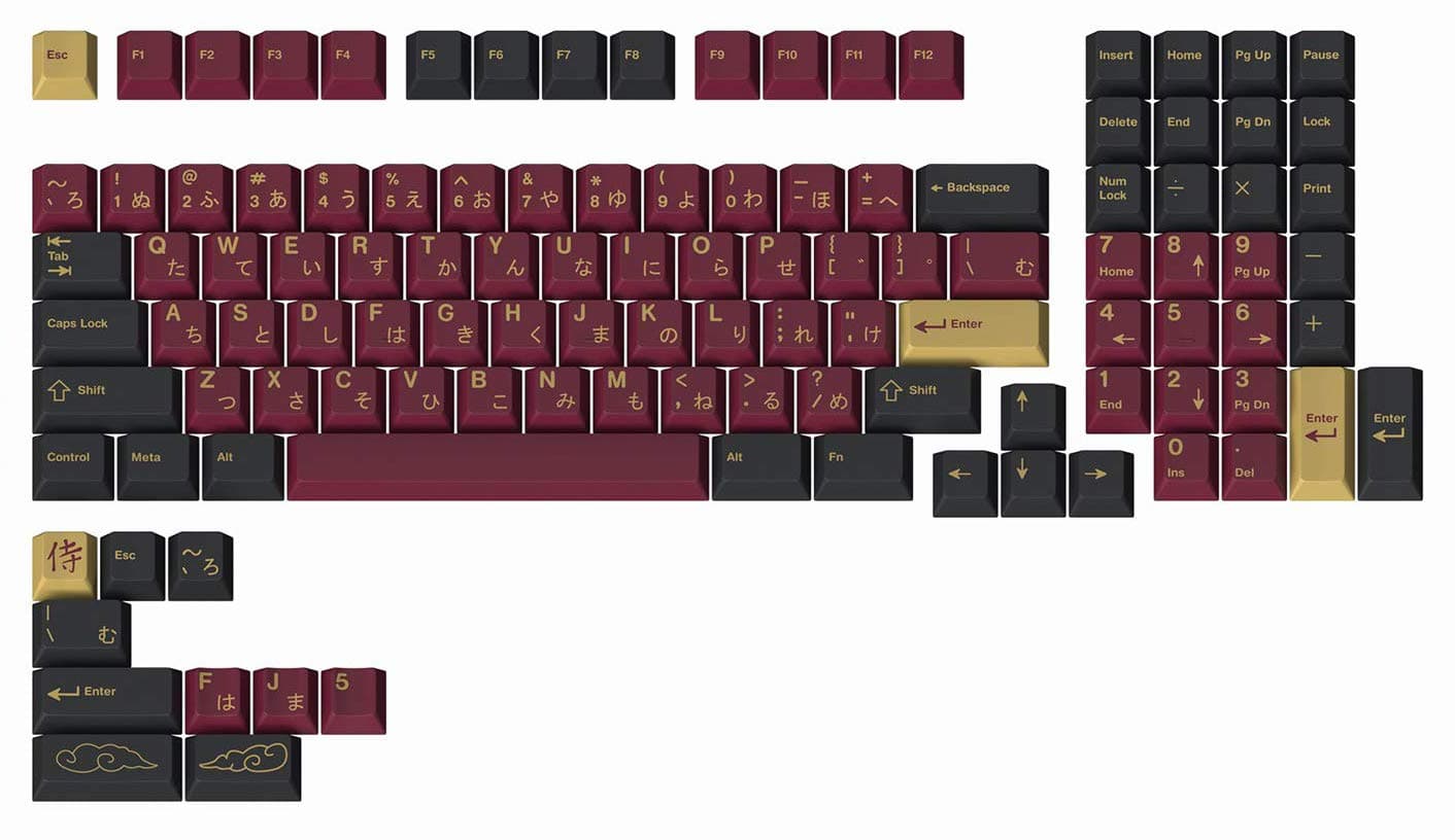 Drop + Redsuns GMK Red Samurai Keycap Set for Full-Size Keyboards - Compatible with Cherry MX Switches and Clones (1800 Layout 113-key Kit)