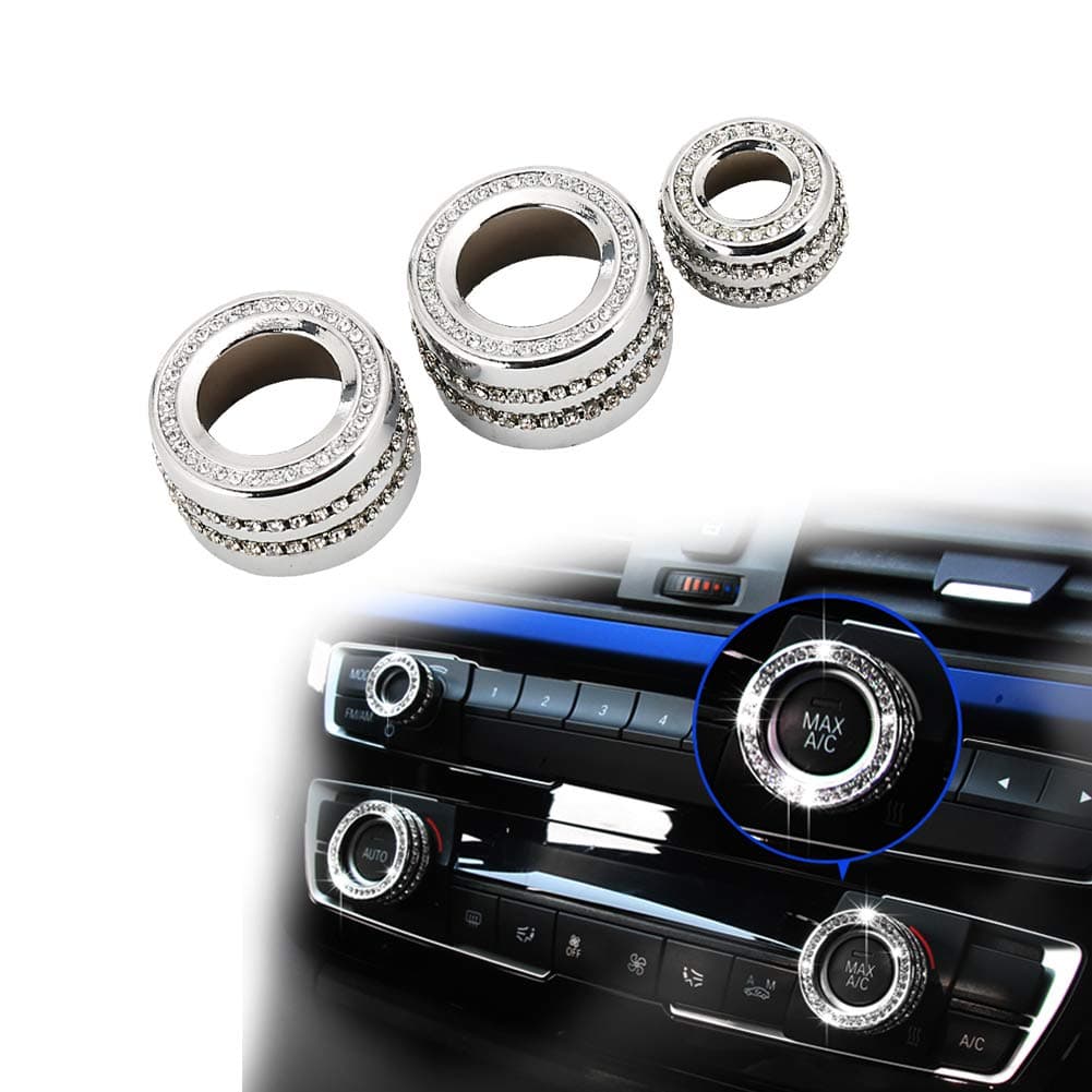 PGONE Bling Crystal Interior Decorations Compatible AC Knob Caps Air Conditioning Cover for BMW Accessories Parts 5 6 7 Series X3 X4 X5 X6 G31 F13 G12 G01 F15 F16 F26 xDrive AWD Women