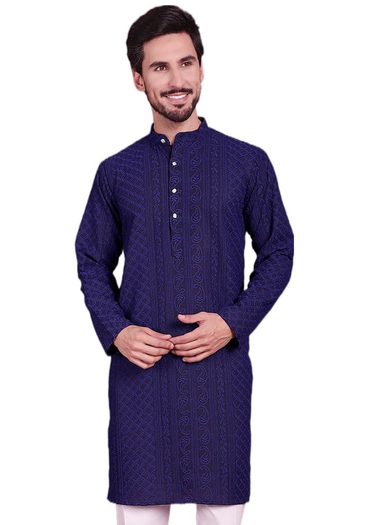 JompersMen Chikankari Embroidered Kurtas