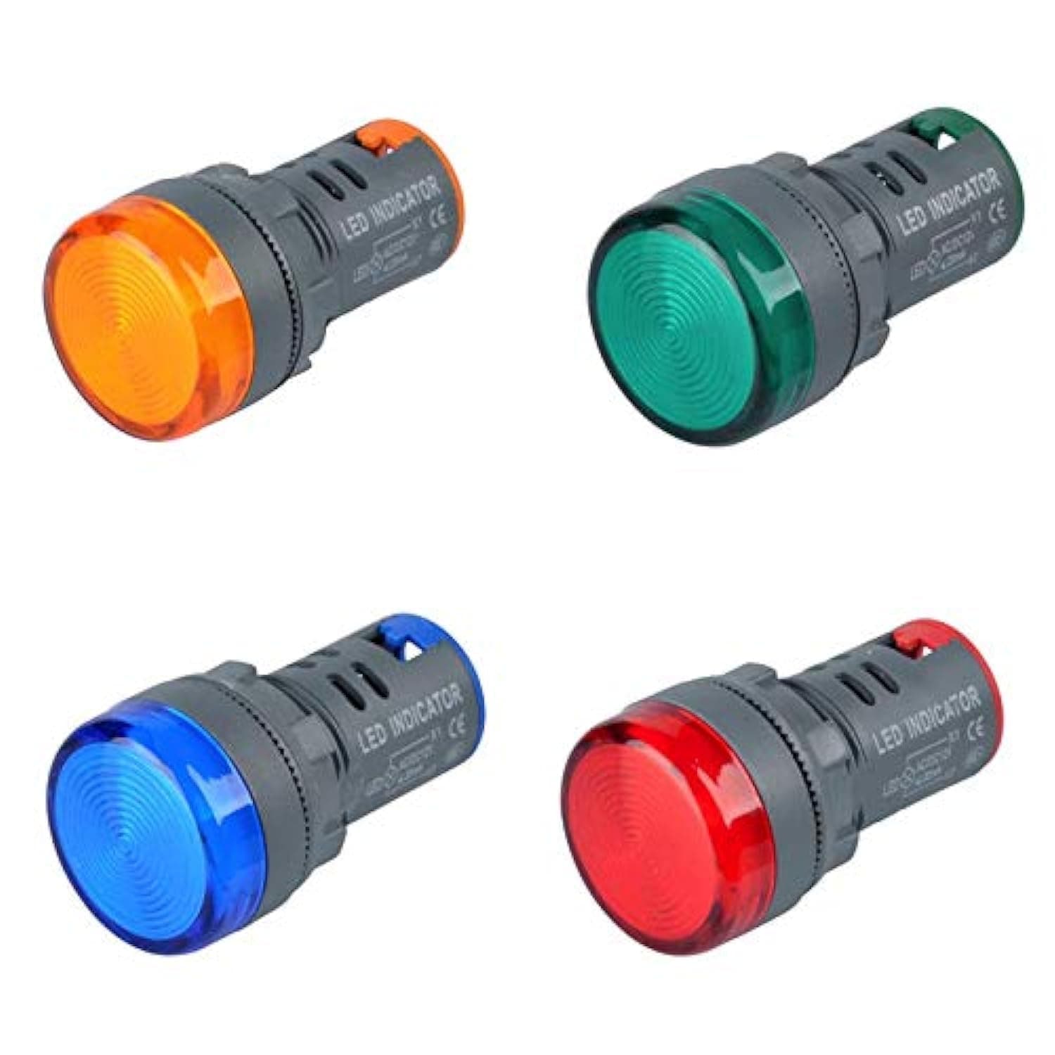 Corded Electric Led Panel Indicator 230V 22Mm Plastic (Set Of Red, Green, Blue, Yellow)