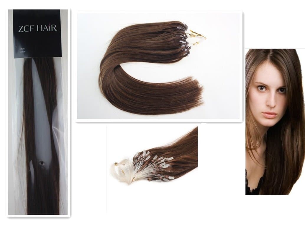 Style 16'' 18'' 20'' 22'' 24'' 26'' Easy Loops Micro Rings Beads Tipped 100% Real Human Hair Extensions Straight Hair 8 Colors Beauty Design Salon (26inch 50g for 100s one pake, 04 medium brown)