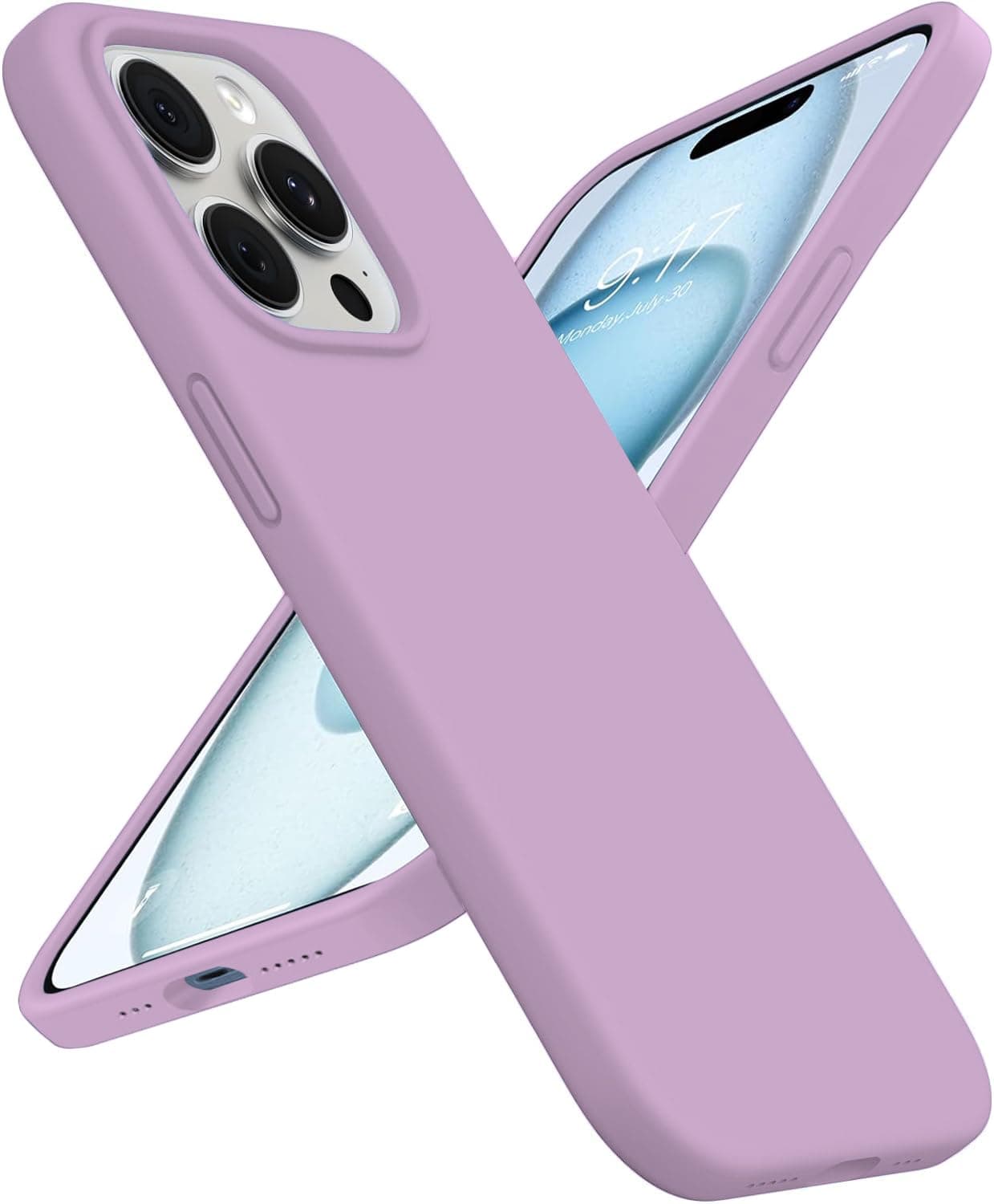 VONZEE Liquid Silicone Cover Compatible for iPhone 15 Pro Max Case Liquid Silicone Full Body Protective Cover Shockproof Back Cover with High Raised Camera Lips (6.7 inch, Official Purple)