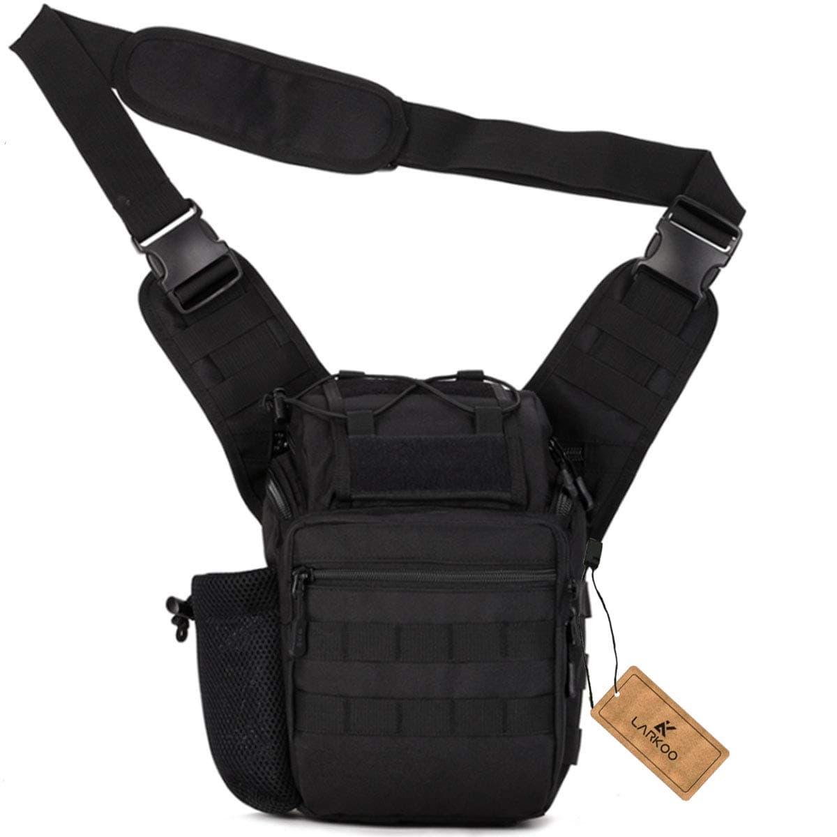 LarKoo Tactical Messenger Bag EDC Sling Pack Outdoor Multi-functional Camera Fishing Tackle Bag Utility Pouch Military Single Shoulder Backpack Versipack Bumbag