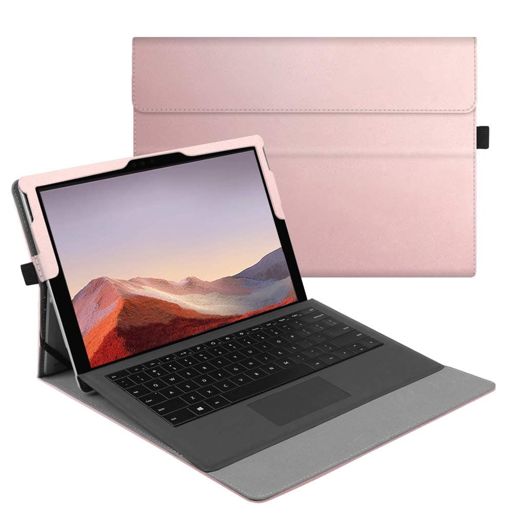 Fintie Case for Microsoft Surface Pro 7 Plus, Surface Pro 7/6/5/4/3 12.3 Inch Tablet - Multiple Angle Viewing Portfolio Business Cover, Compatible w/Type Cover Keyboard (Rose Gold)