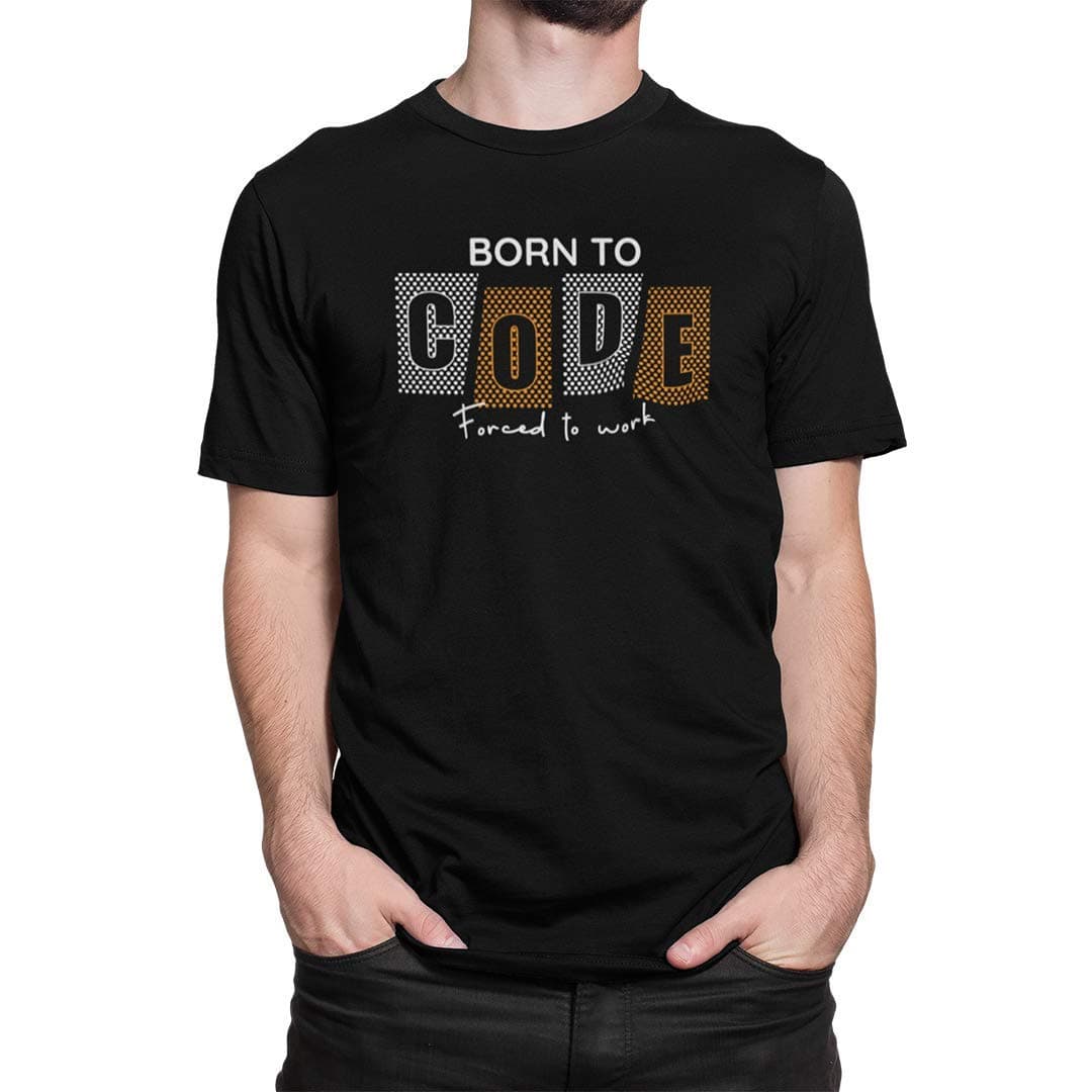 DUDEMEBorn to Code T-Shirt, 100% Cotton T-Shirts for Programmer, Coding, Developer, Software Mens, Round Neck T Shirts for Women, Half Sleeve Tshirt for Men