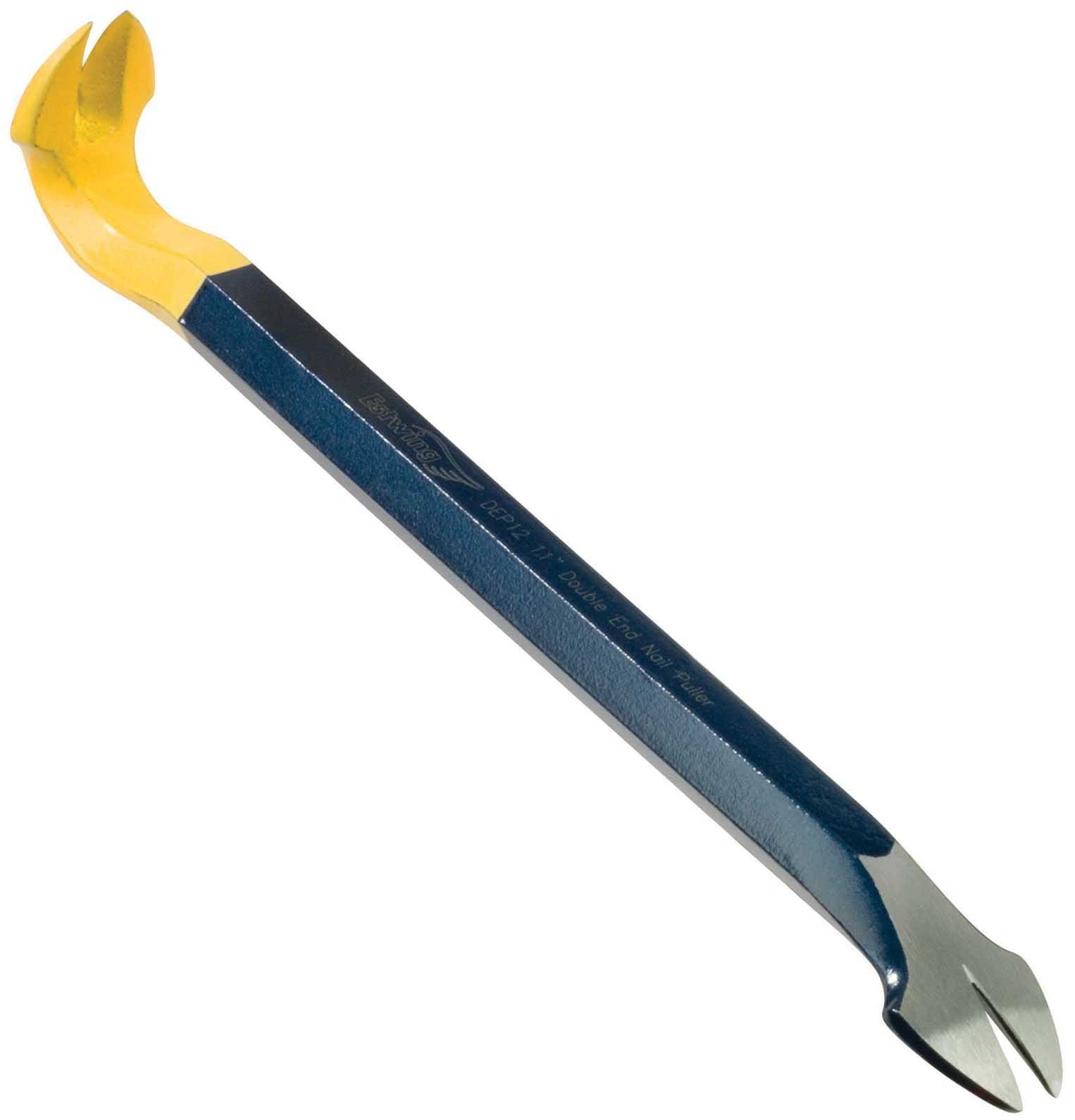 Nail Puller - 12" Double-Ended Pry Bar with Straight & Wedge Claw End - DEP12,Blue