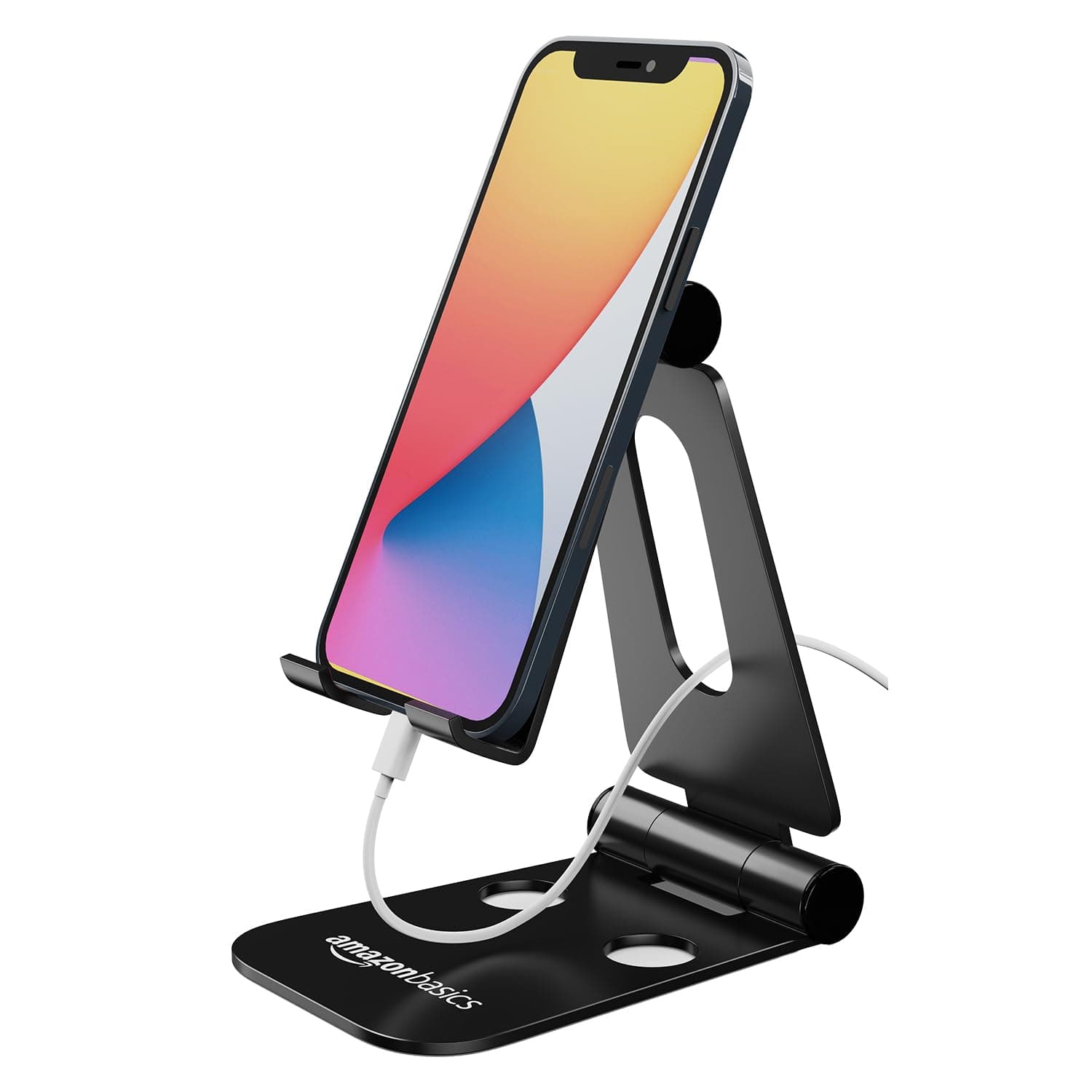 Aluminum Adjustable Mobile Phone Foldable Tabletop Stand Dock Mount for All Smartphones, Tabs, Kindle, iPad (Black)