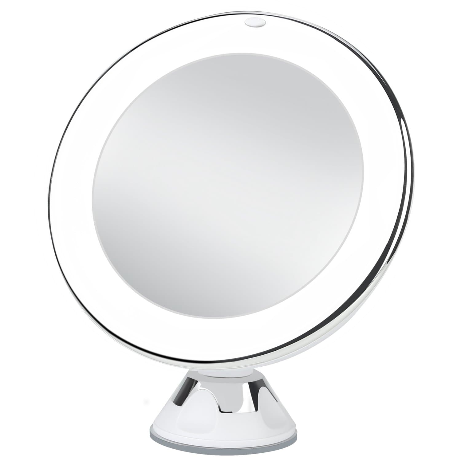 7x Magnifying Lighted Makeup Mirror With Bag, Natural LED Light Bathroom Vanity Mirror, Cordless Travel Mirror, Chrome
