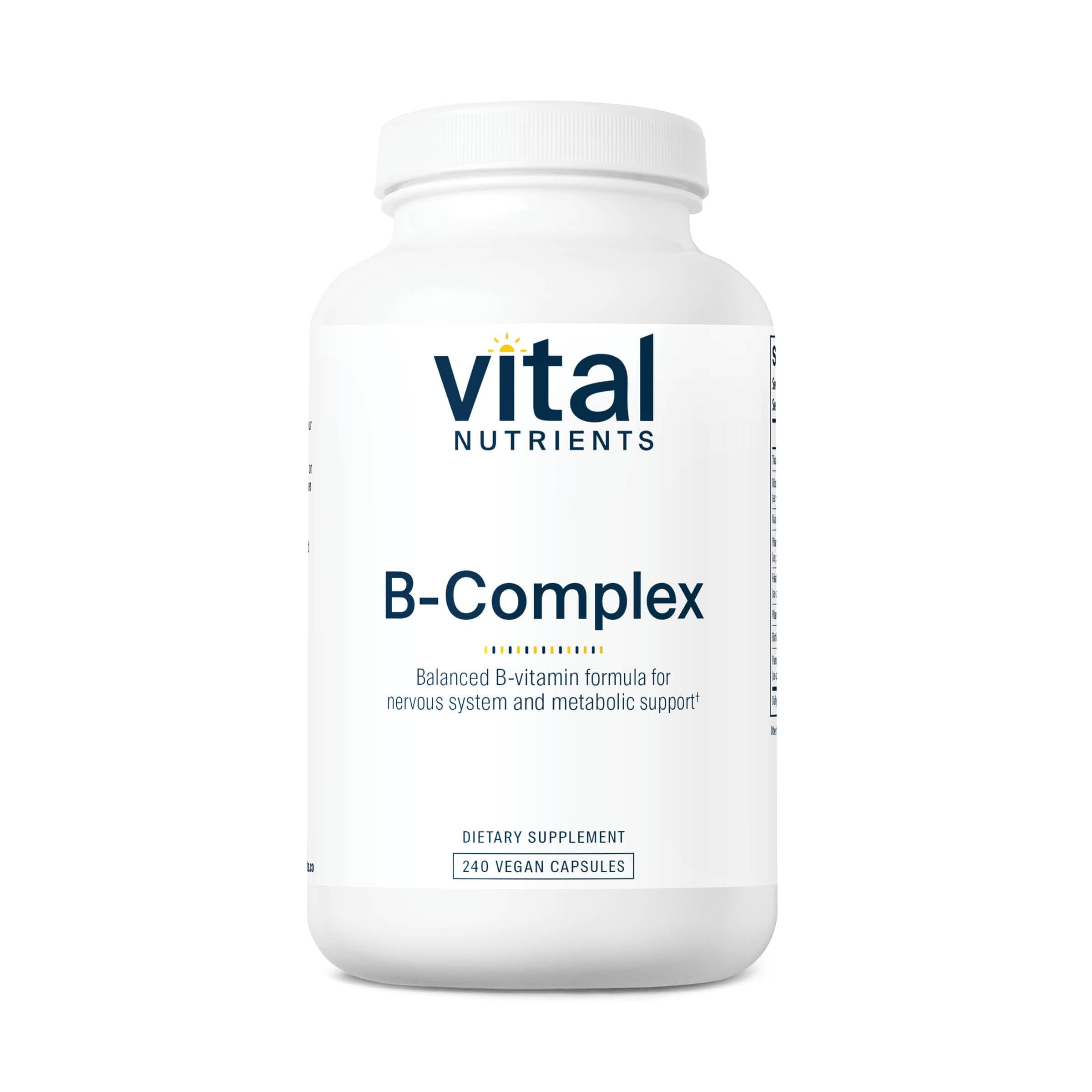 Vital Nutrients Vitamin B-Complex | Vegan High-Potency Methylated B Complex Vitamins | B Vitamins Support Energy Production, Metabolism, and Heart Health* | Gluten, Dairy, Soy Free | 240 Capsules