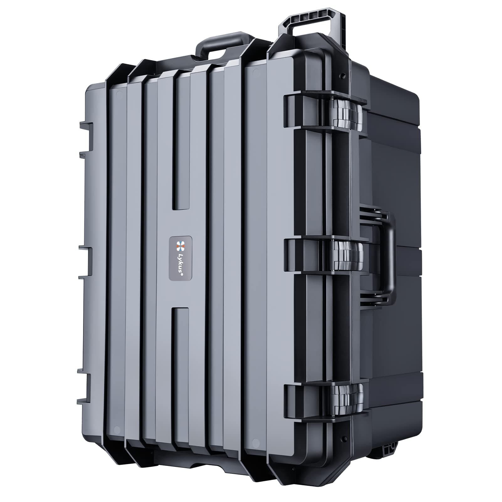 Lykus Large Waterproof Hard Cases with Wheels and Customizable Foam, HC-5120/5220/5230/6030/6540/7240/7530, Black, HC-7240:72x55x39.7cm, Rolling Case