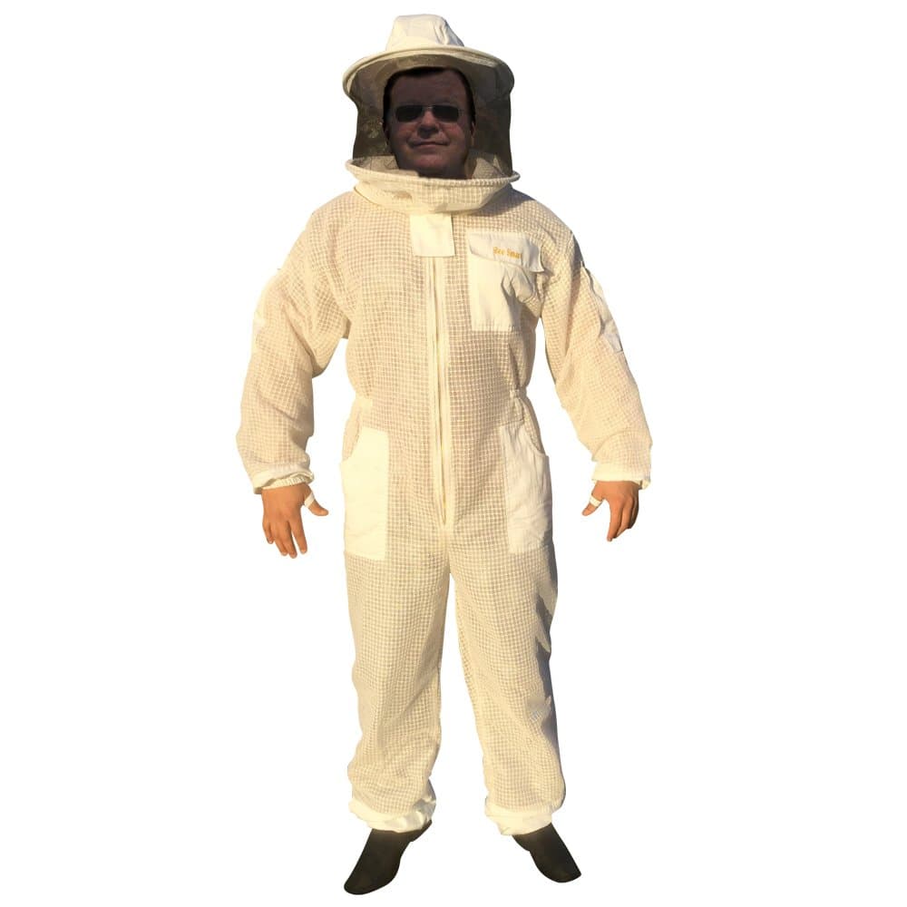 Bee Smart 800 - Ventilated Three Layers Mesh Beekeeping Suit with removable hat/veil