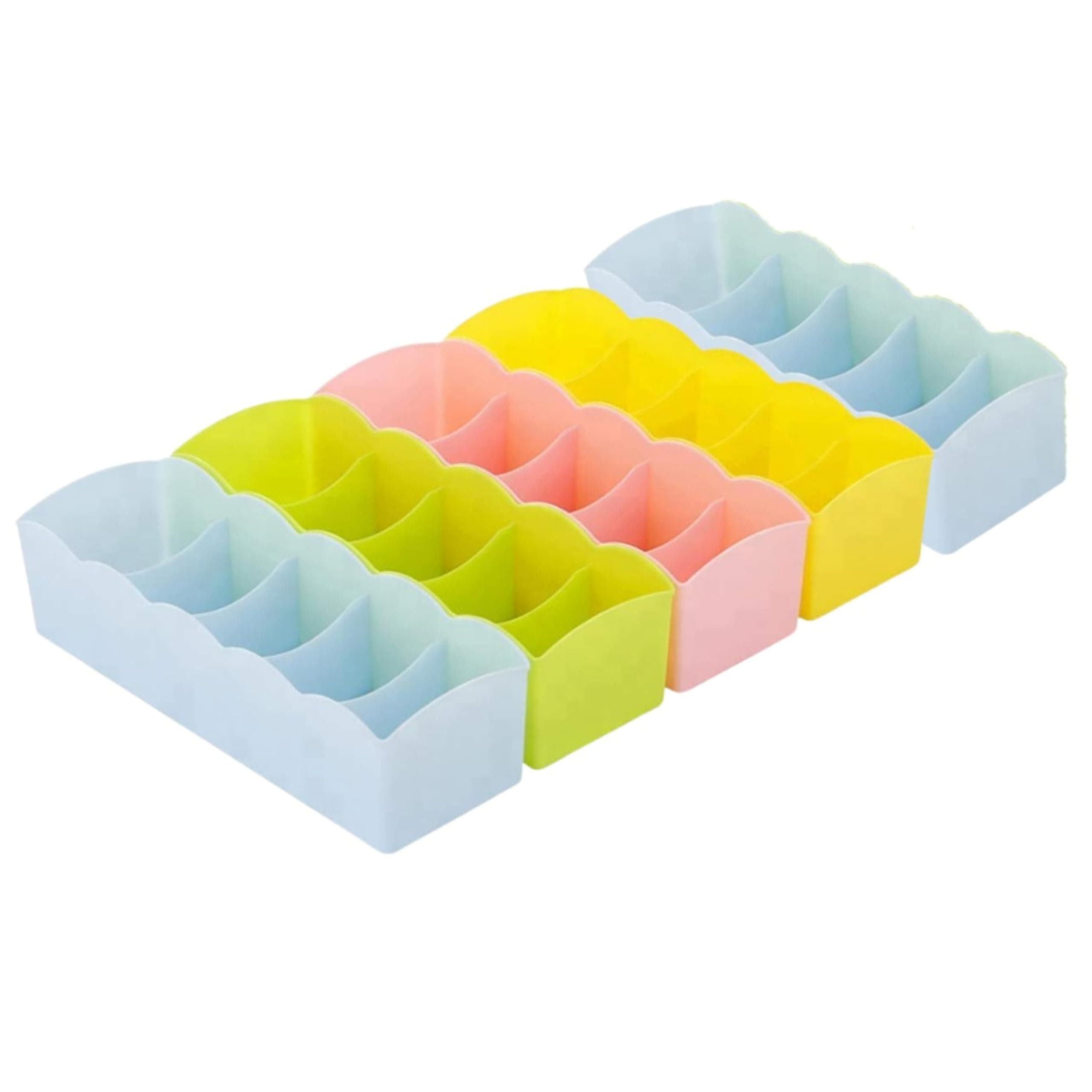 Go Hooked 5 Grid Plastic Set of 5 Multicolors Storage Box Drawer Organizer Underwear Innerwear Socks Undergarments Storage Drawer Organiser Versatile Durable Compact Efficient Sturdy Space Saving