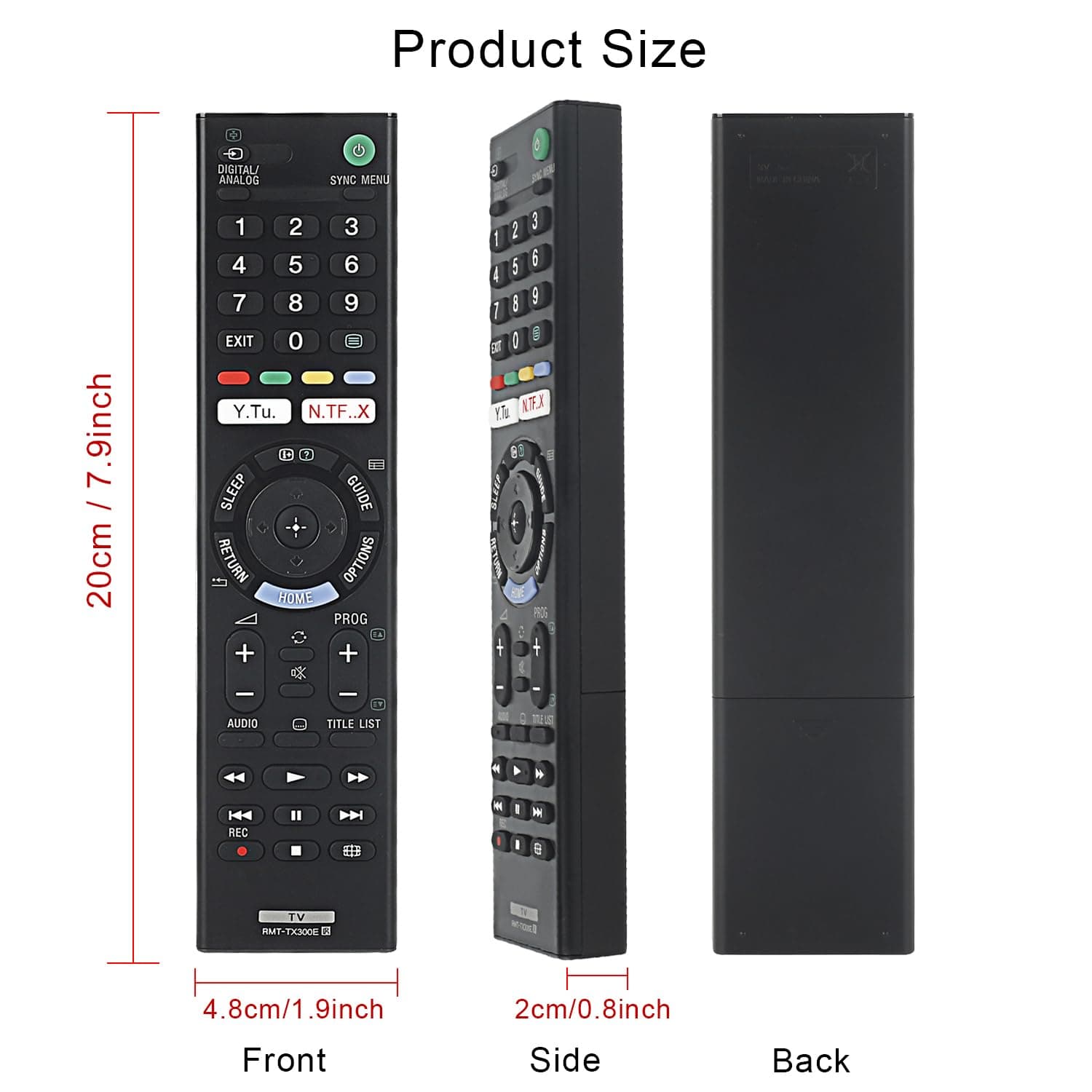 RMT-TX300E Replace Remote Control 149331411 for Sony Smart TV KDL-32WE610 KDL-32WE615 KDL-40WE660 KDL-43WE750 KDL-43WE753 KD-55X7000F KD-43X7000F KD-49X7000F KDL-43W660F KD-65X7000F KD-43X7000E