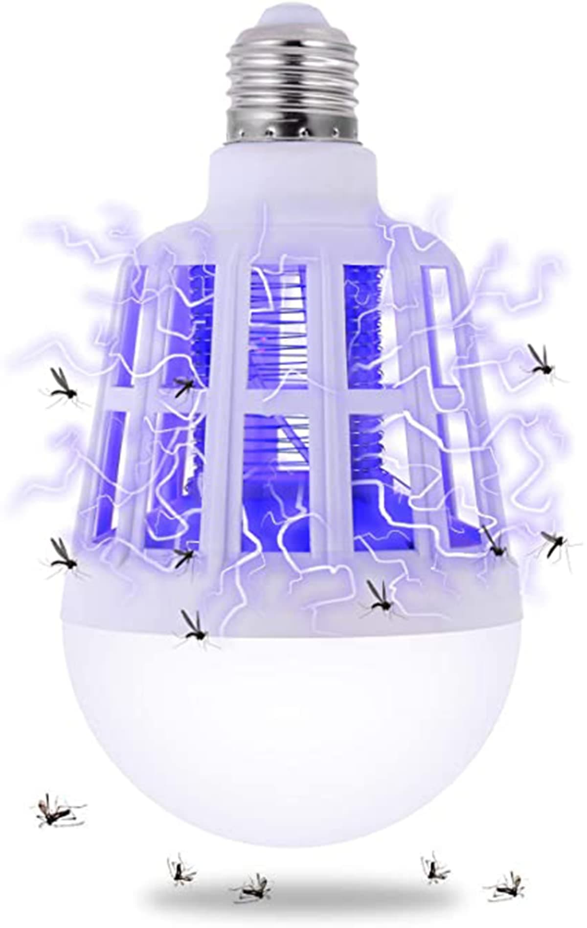 DELFINO Bug Zapper, Mosquito Killer, Light Bulb 2 in 1 LED Electronic Pest Attractant Trap for Outdoor and Indoor, Insect Zapper for Home Kitchen Backyard Patio 220V E26/ E27