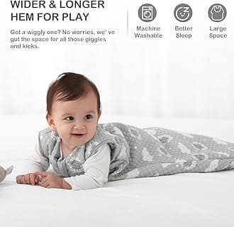 Yukkidds Baby Sleeping Bag 2.5 Tog 6-12 Months Newborn Sleeping Bag 100% Cotton Sleep Sack for Winter Warm and Comfortable Grey