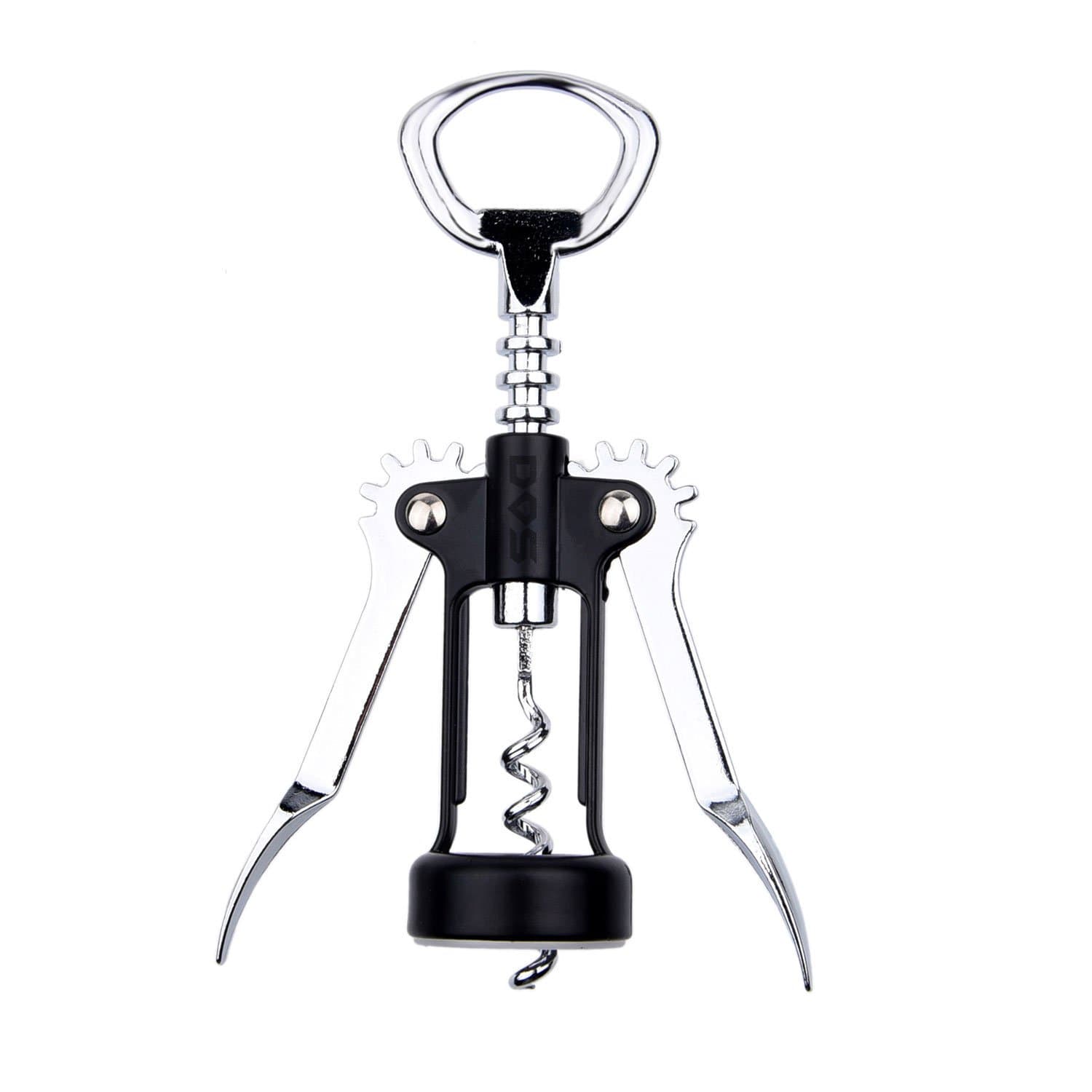Corkscrew Wine Opener - Classic Two Arm Design - Optimal Balance and Control when Removing Corks - Also Functions as a Bottle Cap Opener - Durable - Stainless Steel - Diamond Shield Retail Pack