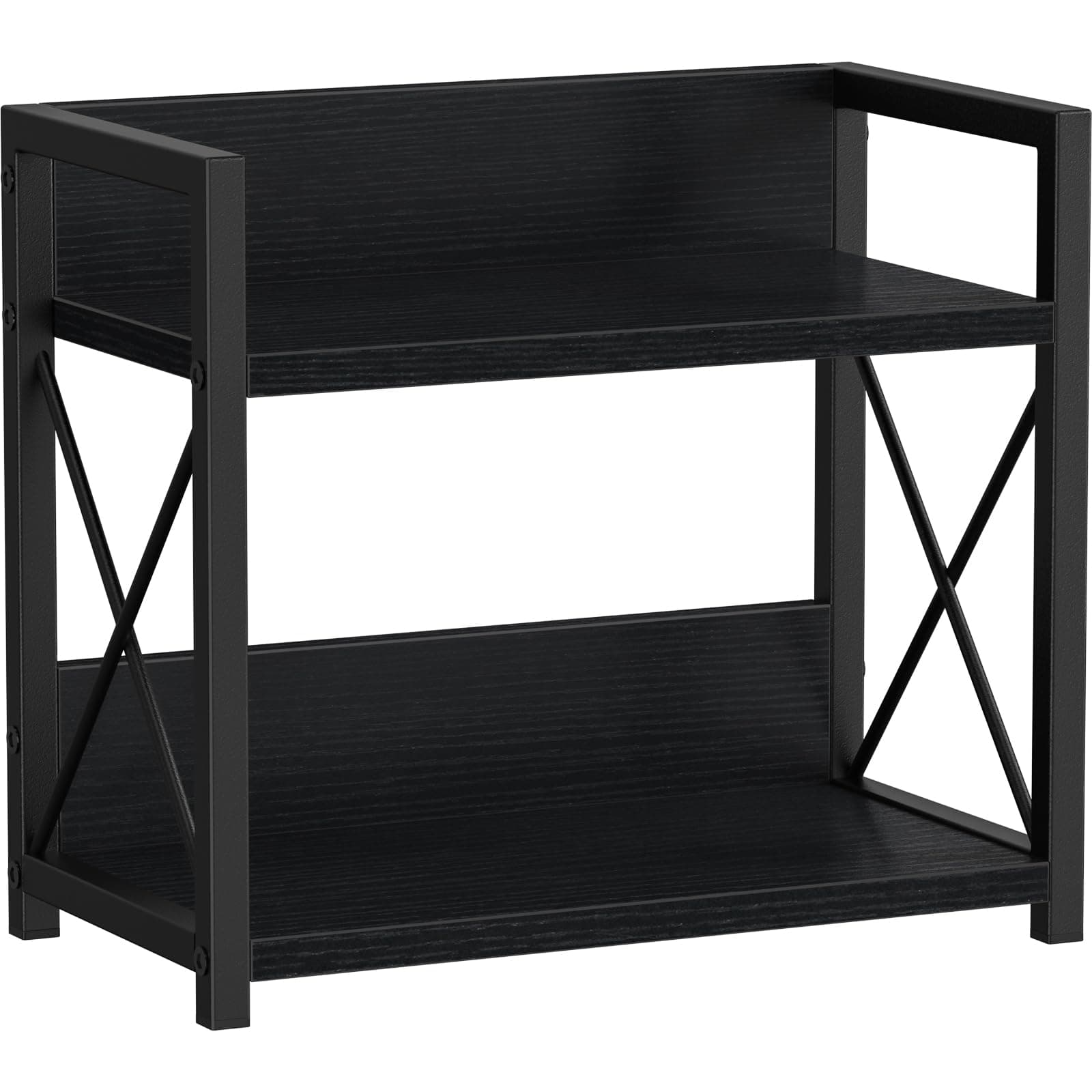 Giikin Kitchen Counter Shelf, 2 Tier Kitchen Spice Rack Organizer for Countertop, Wood Coffee Bar Organizer for Home (Black, S)