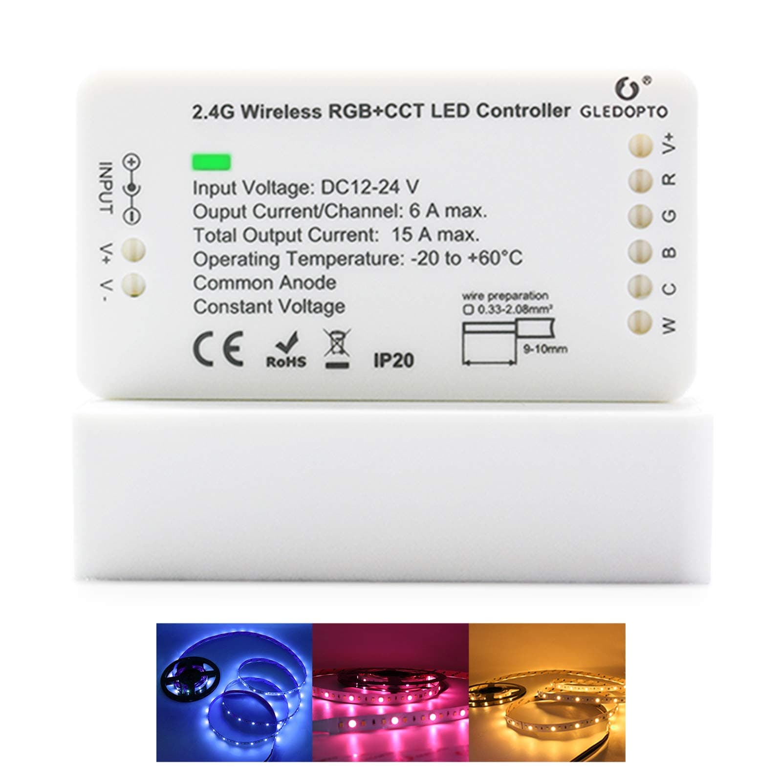 GLEDOPTO LED Strips Controller Zigbee RGB CCT 1ID Smart Dimmer Compatible with Zigbee Hub Android iOS Smart Phone App Control Voice Control, for DC12-24V LED Strip Lights (Hub Required, No WiFi)