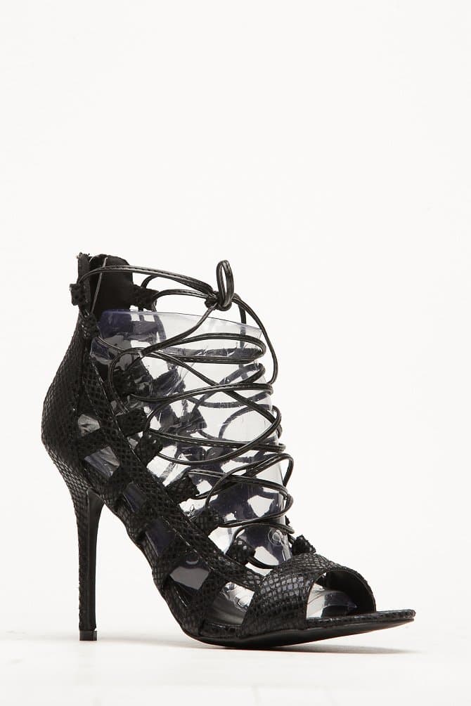 Wild Diva Adele-67 Black Pink Snake Corset Caged Stiletto Heel (7.5, black)