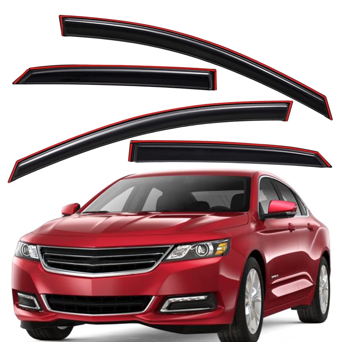 Extra Durable Clip-on in-Channel Auto Vent Window Visor, Fit 2014-2020 Chevrolet Impala (EXCLUDES 2014-2016 Impala Limited), UV Protection Rain Guard, Original Wind Deflector, Smoke, 4Pcs