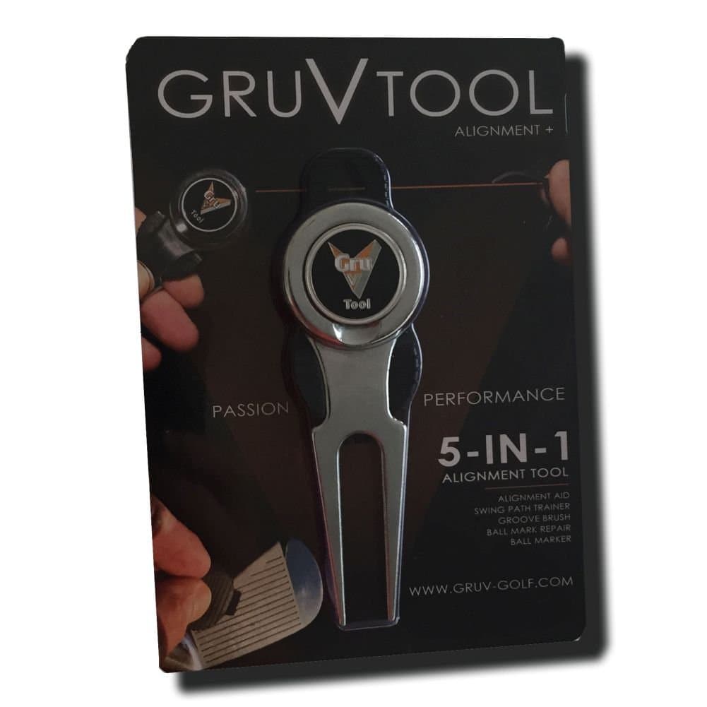 GruvTool 5-in-1 Divot Tool/Alignment Aid Detachable Golf Training Accessory